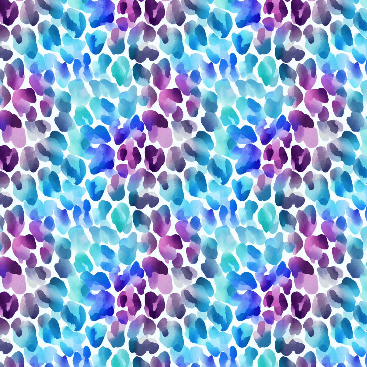 Baumwolljersey Digital Stenzo mit blau/lila/türkis Leopardenmuster - weiß