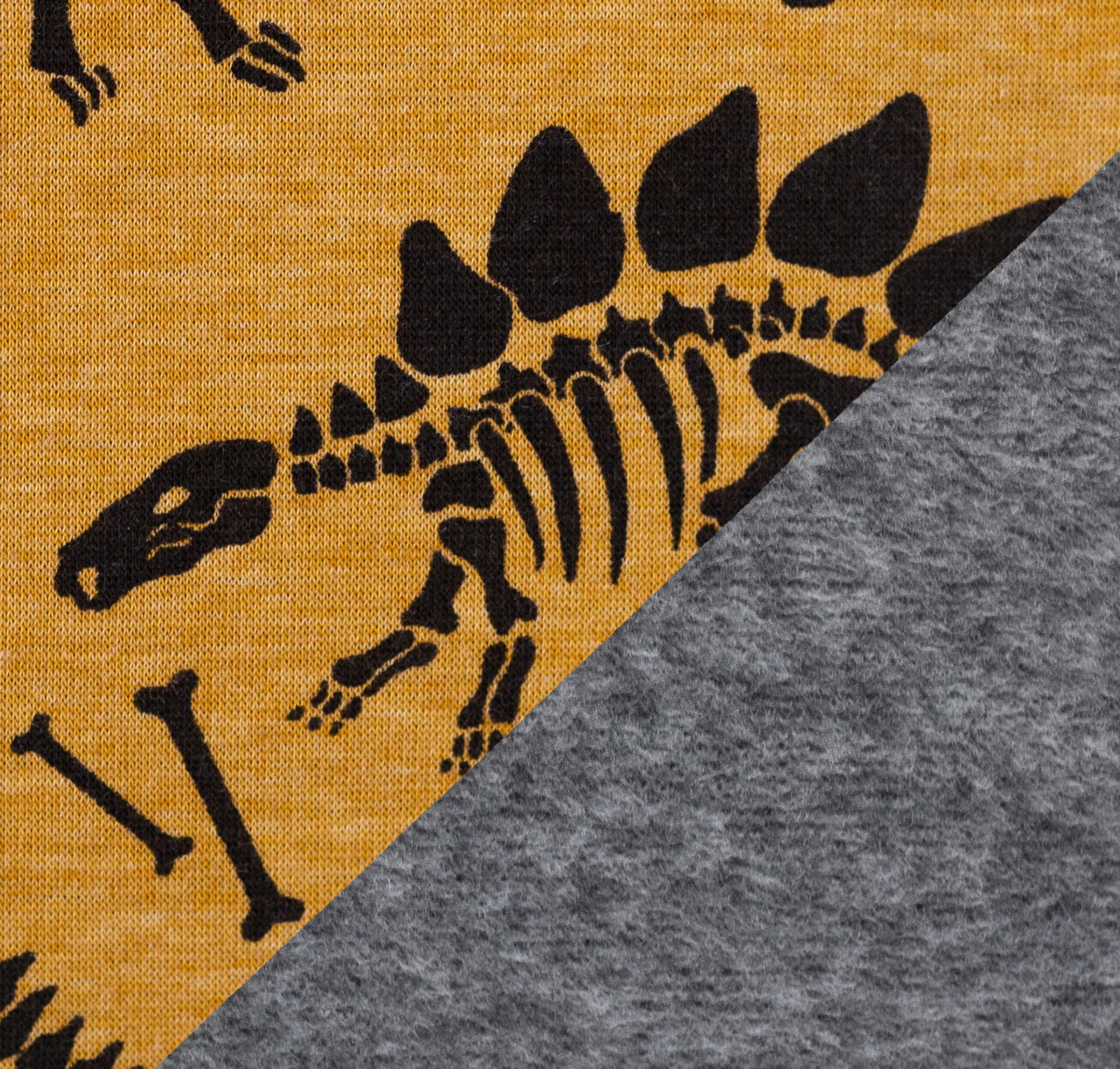 Alpenfleece Eiger Swafing mit Dinoskeletten - ocker meliert