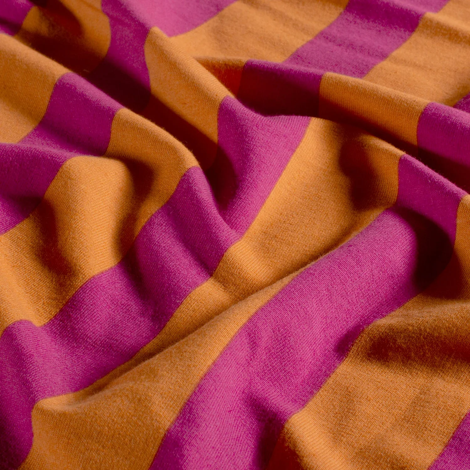 French Terry Digital mit Streifen - orange/pink