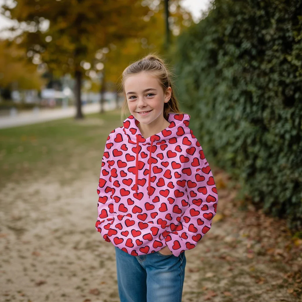 Sweat angeraut mit Herzen - fuchsia