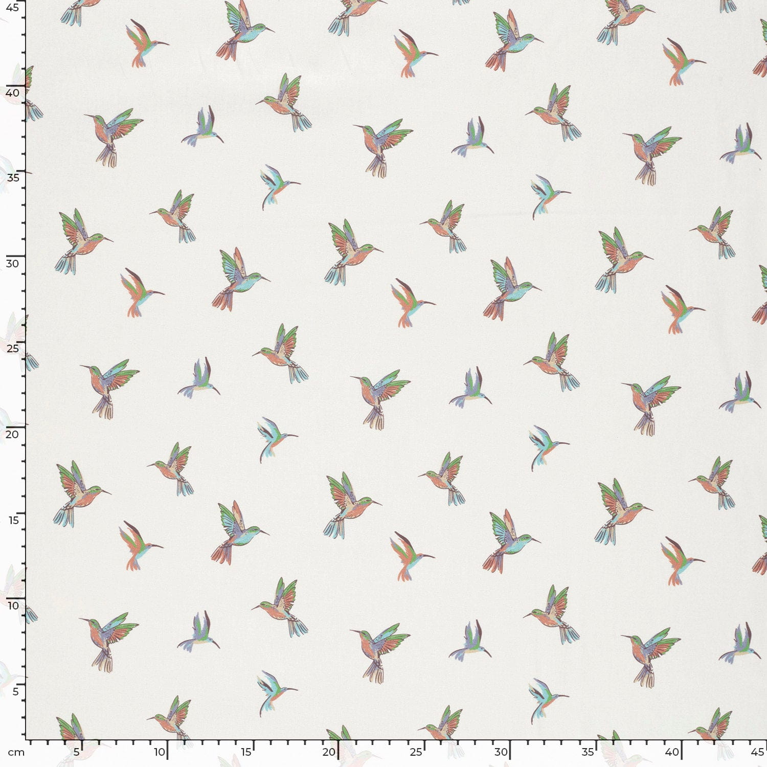 Baumwollstoff Popeline mit Kolibris - creme