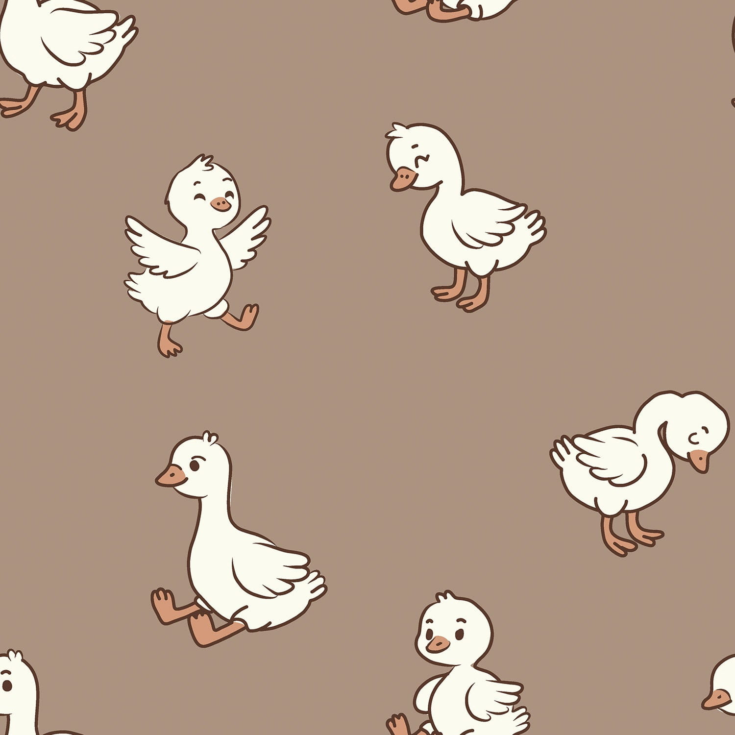 Sommersweat French Terry Digital mit großen Enten - sand (N152)