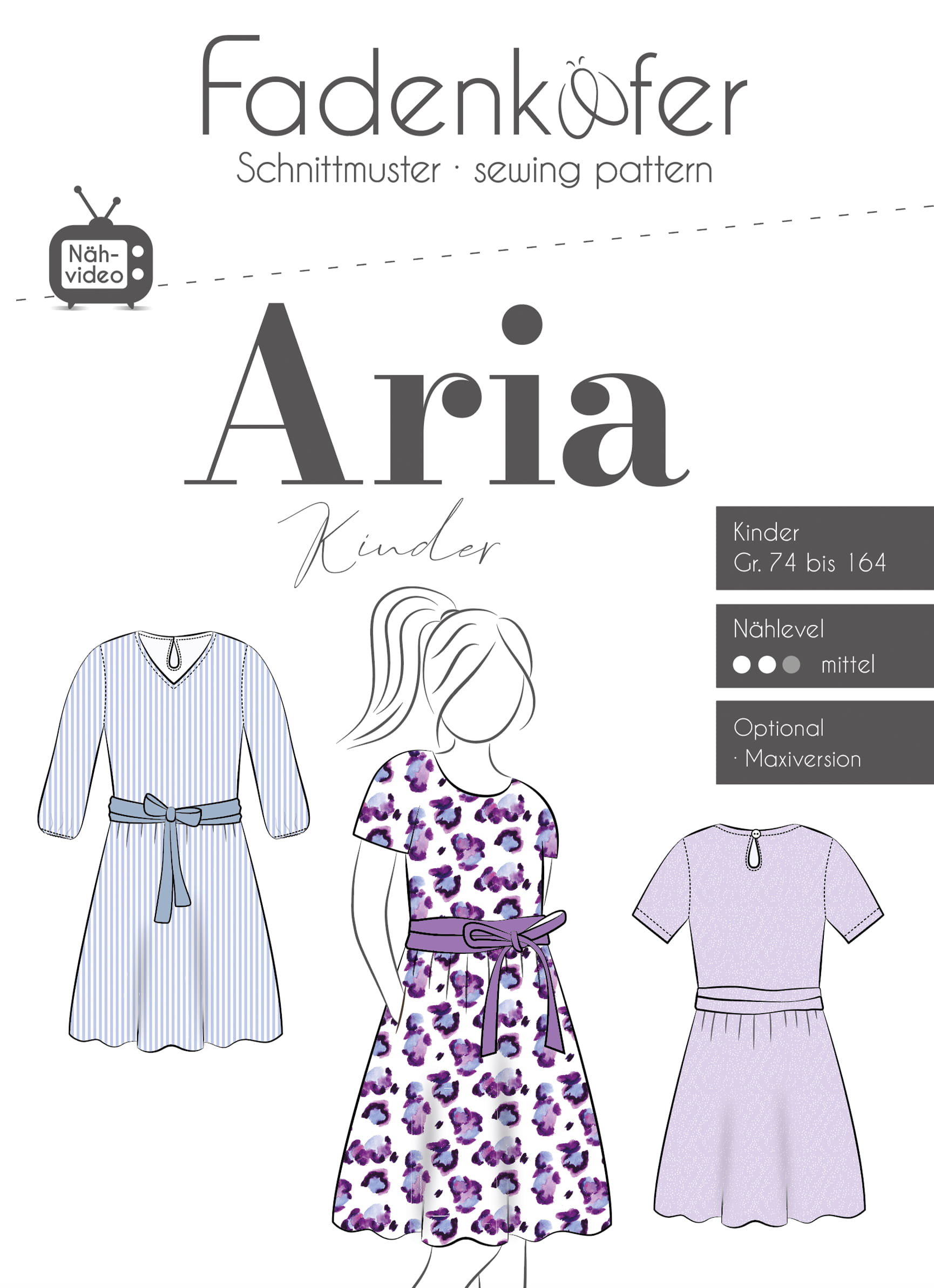 Papierschnittmuster Sommerkleid Aria für Kinder 74-164 von Fadenkäfer  