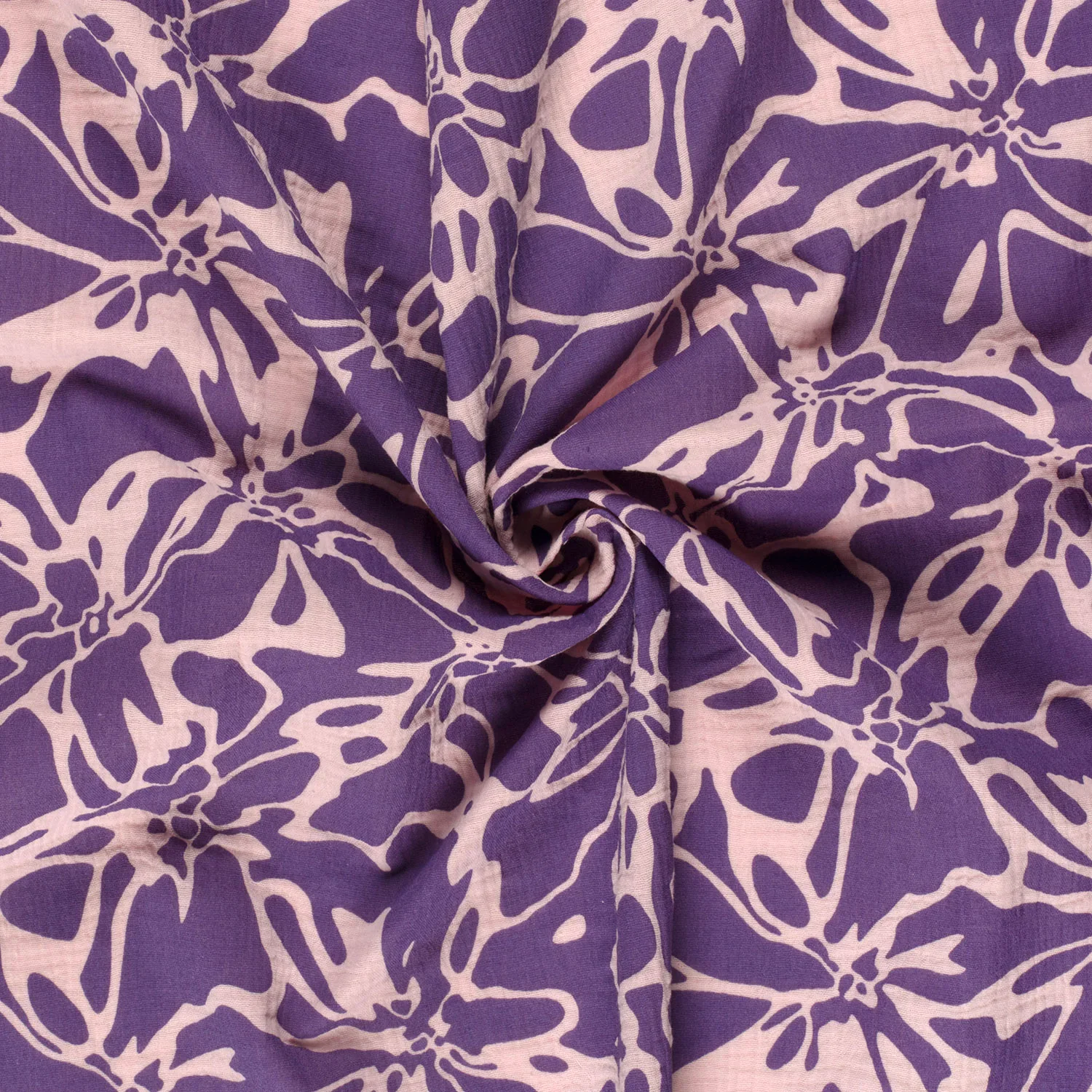 Baumwolle Double Gauze/ Musselin mit abstraktem Blumenmuster - lila/hellrosa