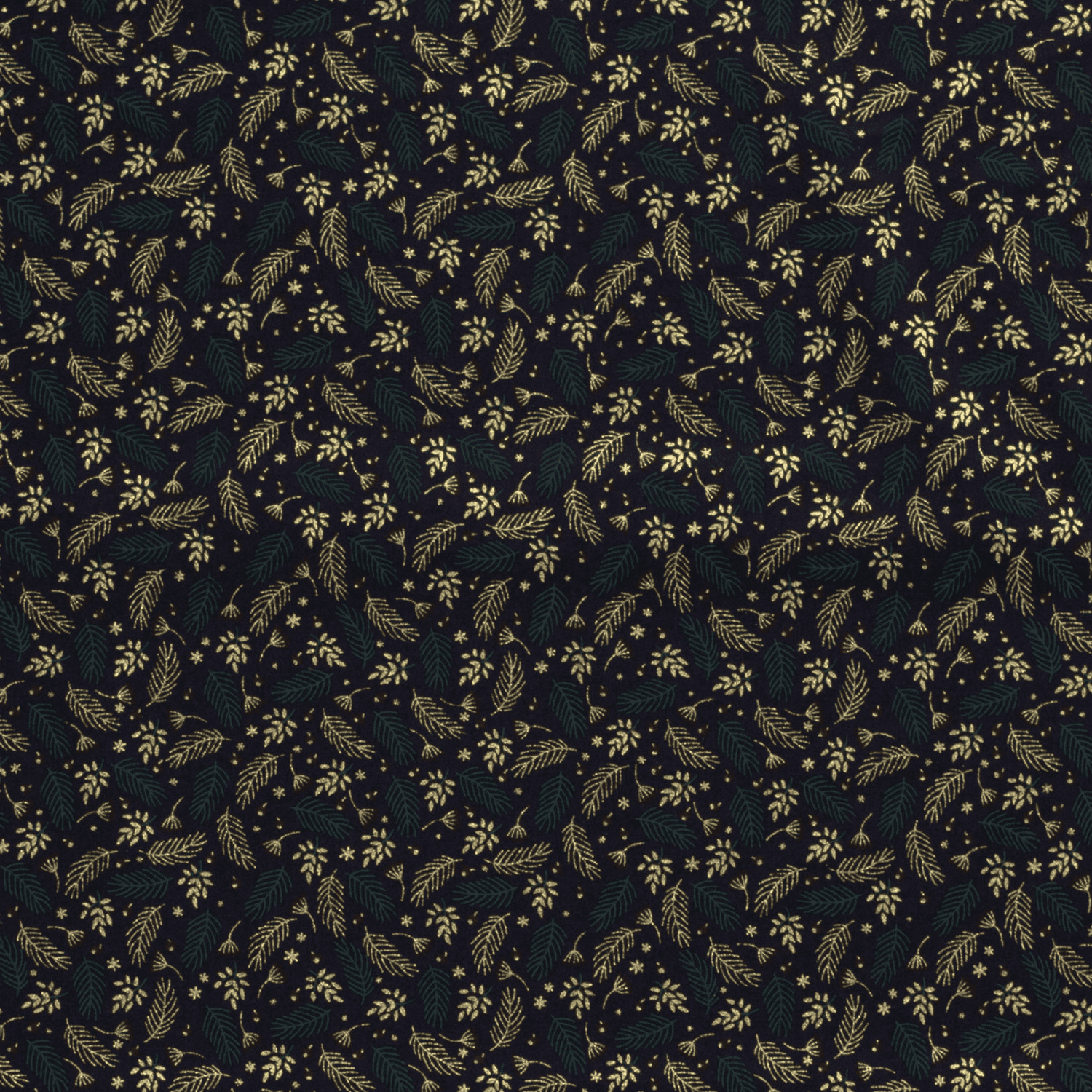 Baumwollstoff mit Weihnachtszweigen - marine (N008)