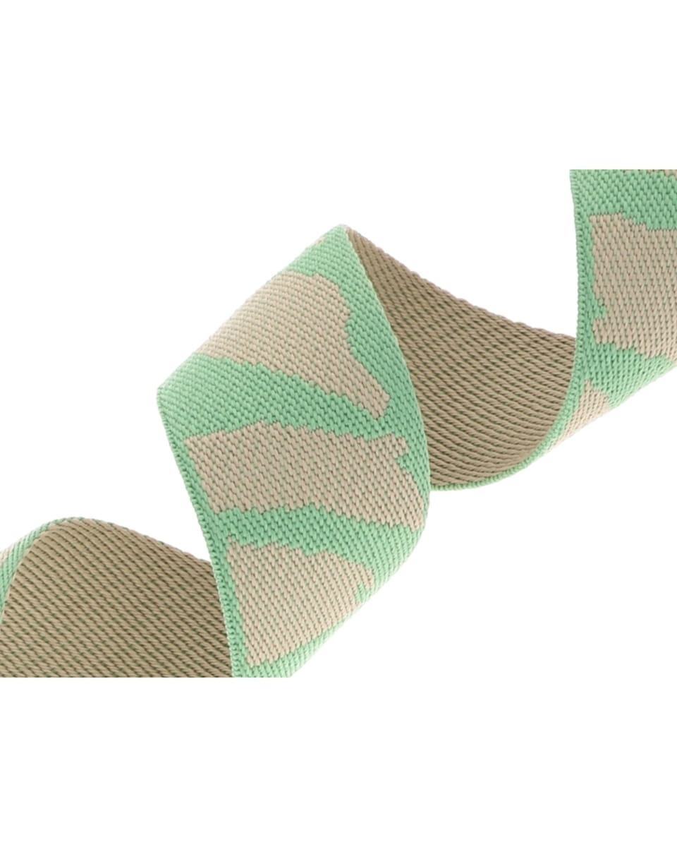 Gurtband Polycotton 38mm mit abstracktem Muster - mint/beige