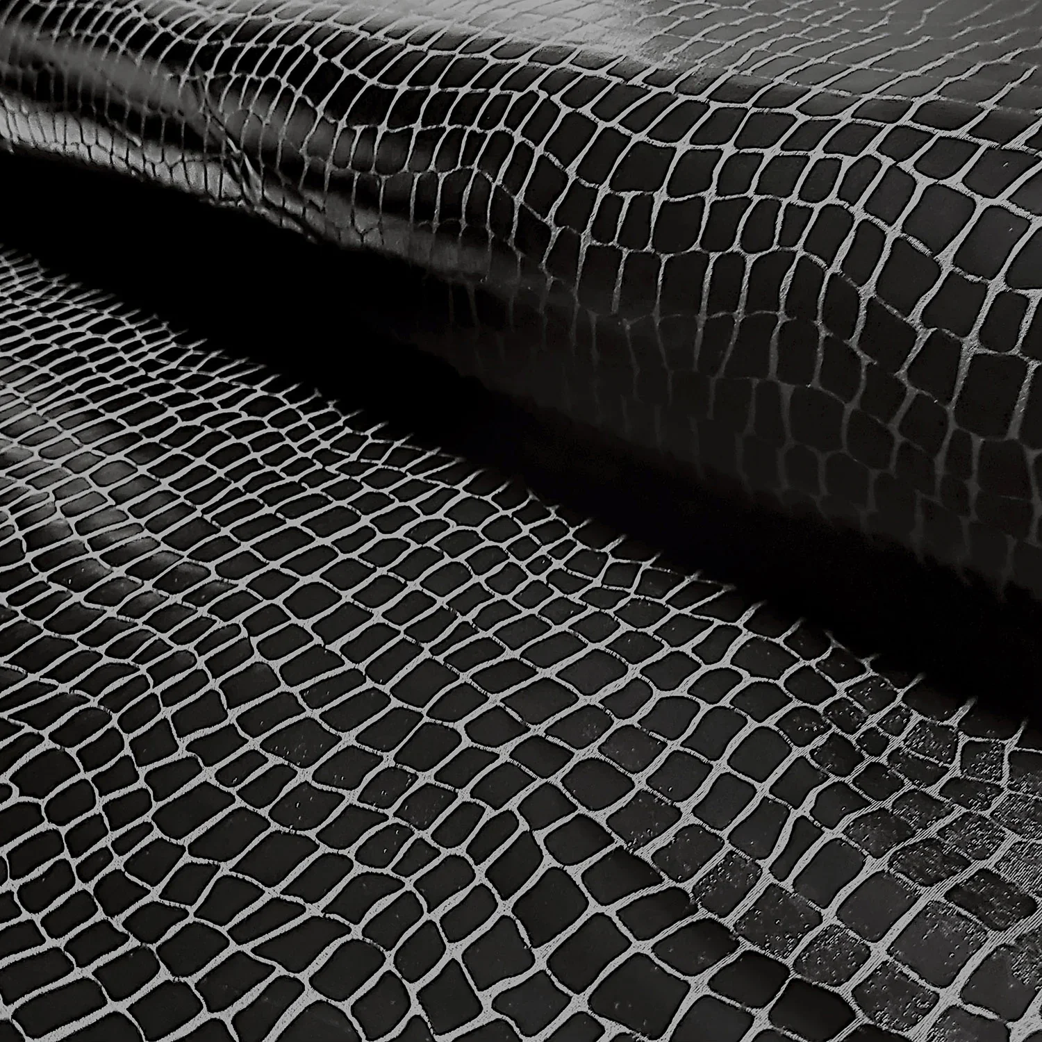 Lamé-Stretch mit Krokohaut-Muster - schwarz