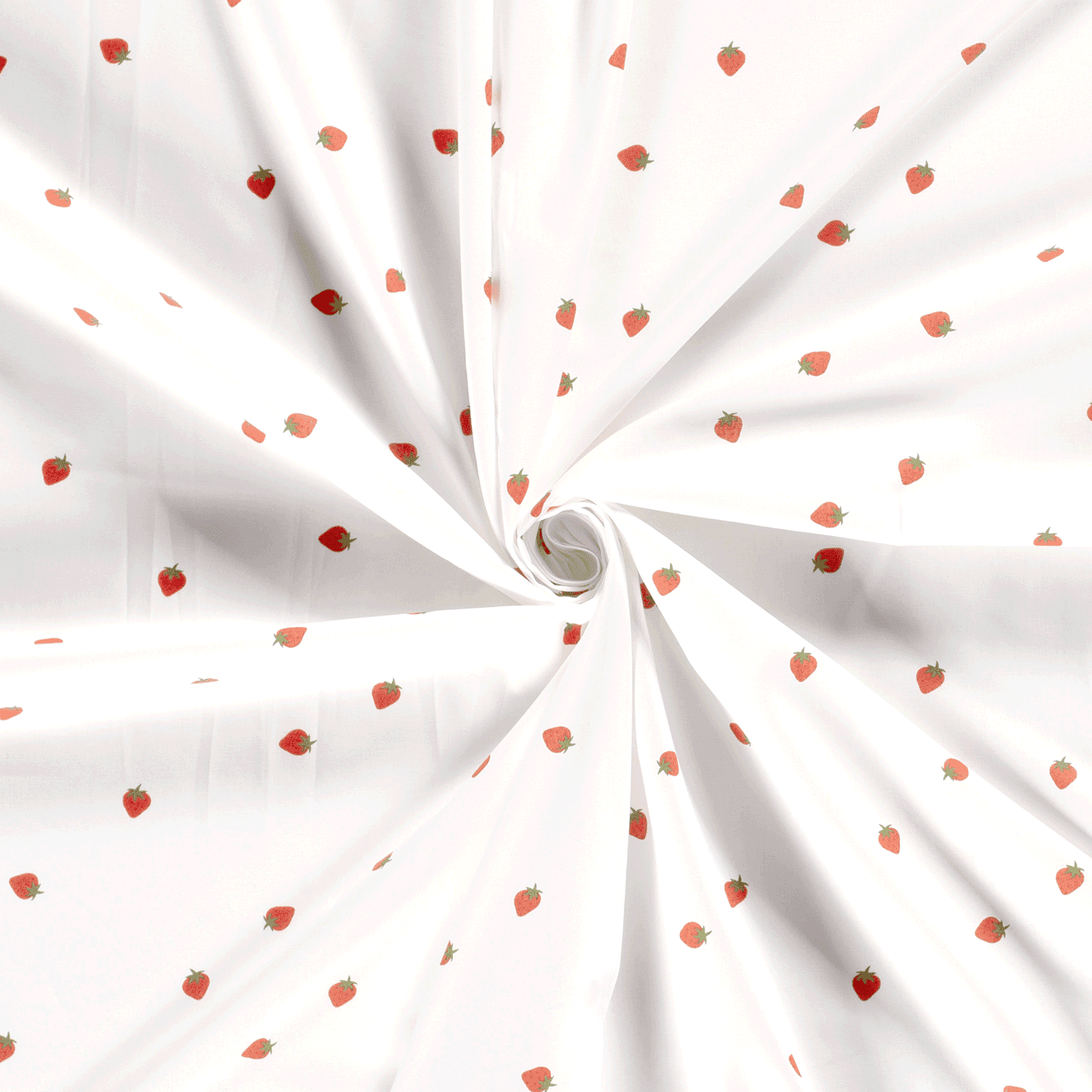 Baumwollstoff Popeline mit Erdbeeren - weiß  Baumwollstoff Popeline mit Erdbeeren - weiß