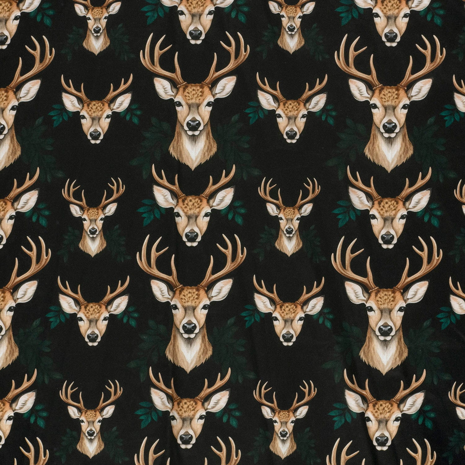 Panama Dekostoff mit Hirschen - schwarz 
