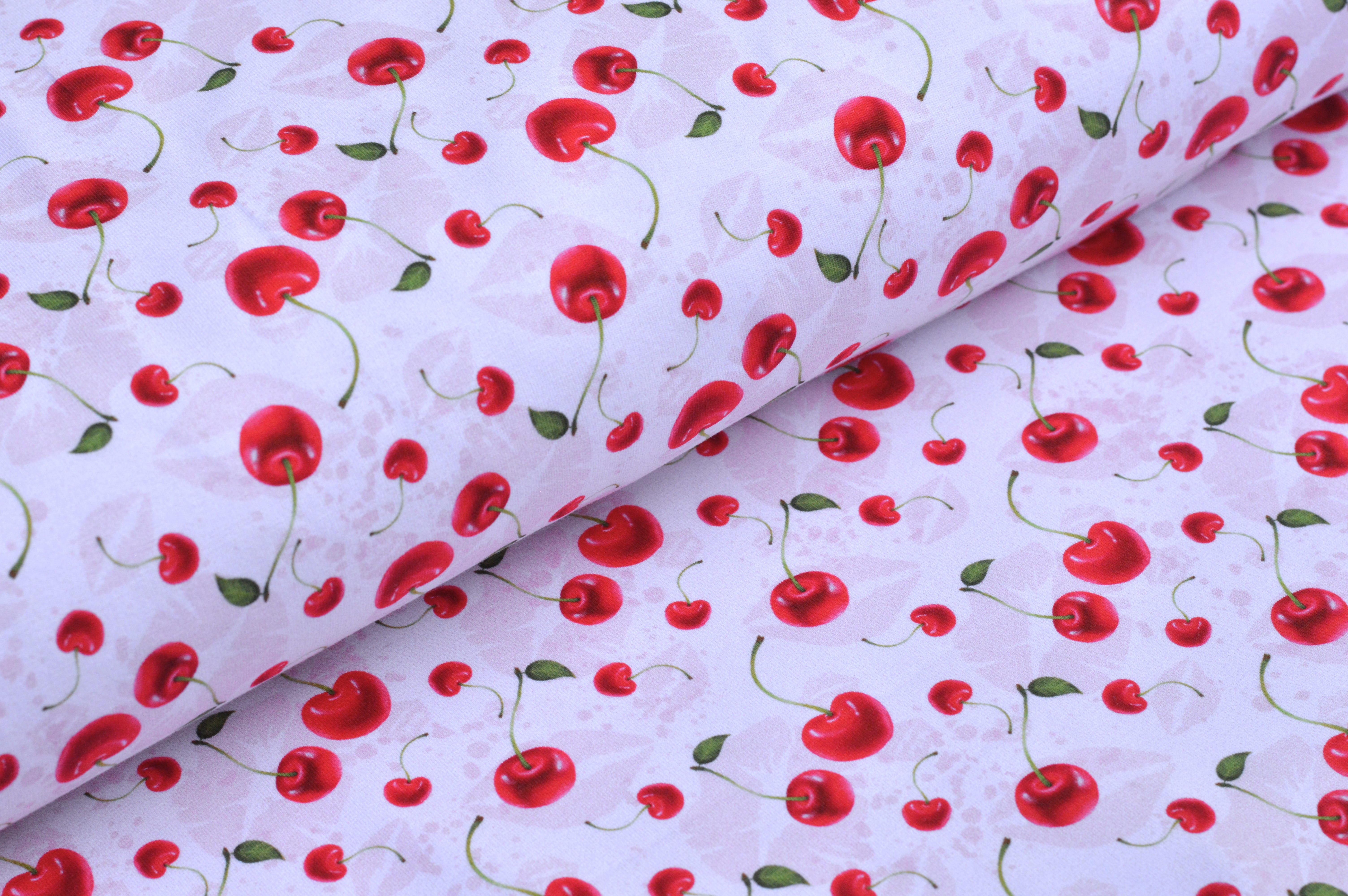 Digitaljersey Eigenproduktion "Cherry Kisses" mit Kirschen und Kussmünder - hellrosa