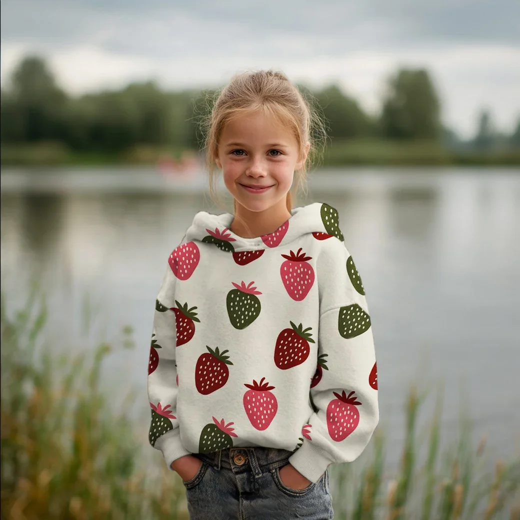 Sweat angeraut mit Erdbeeren - rosa (V047)