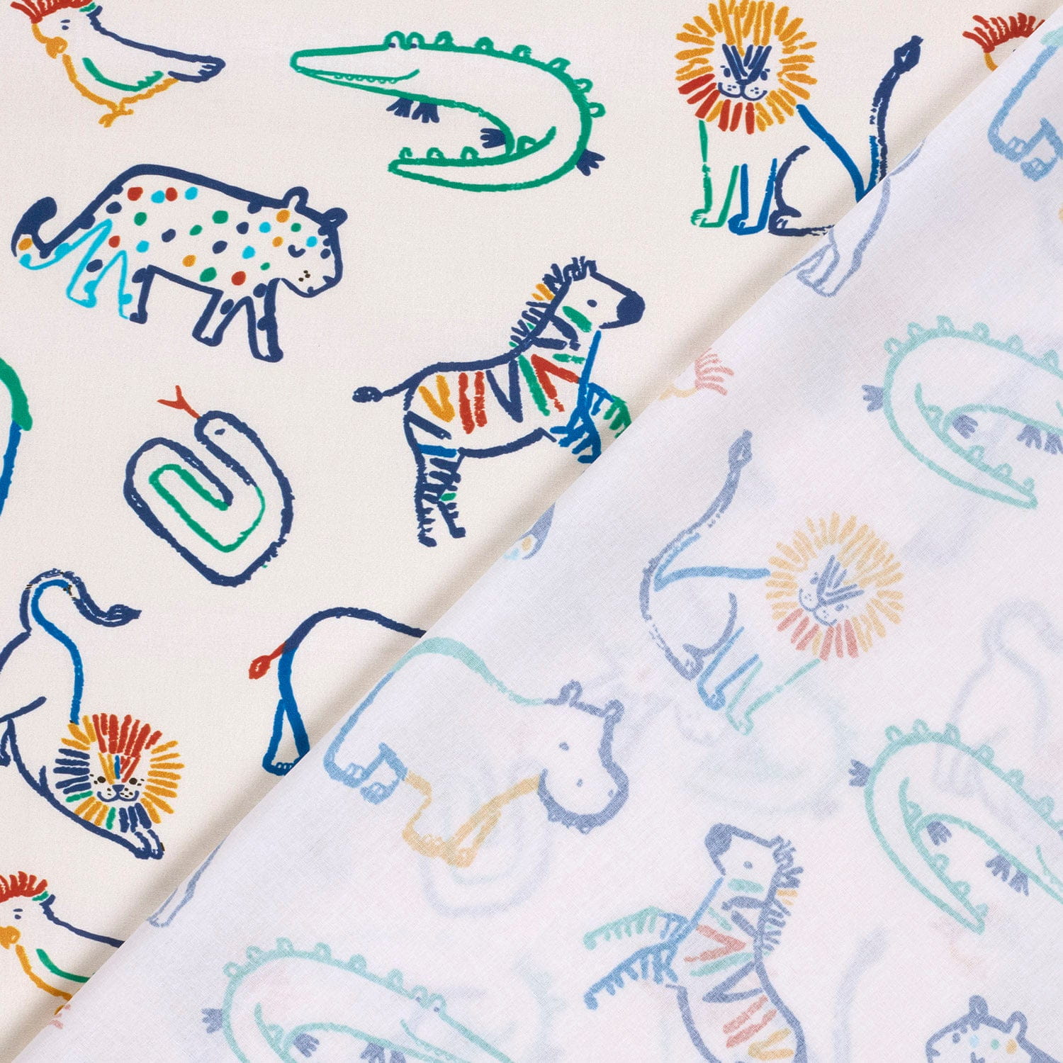 Baumwollstoff Popeline mit "Sketched Animal" - creme
