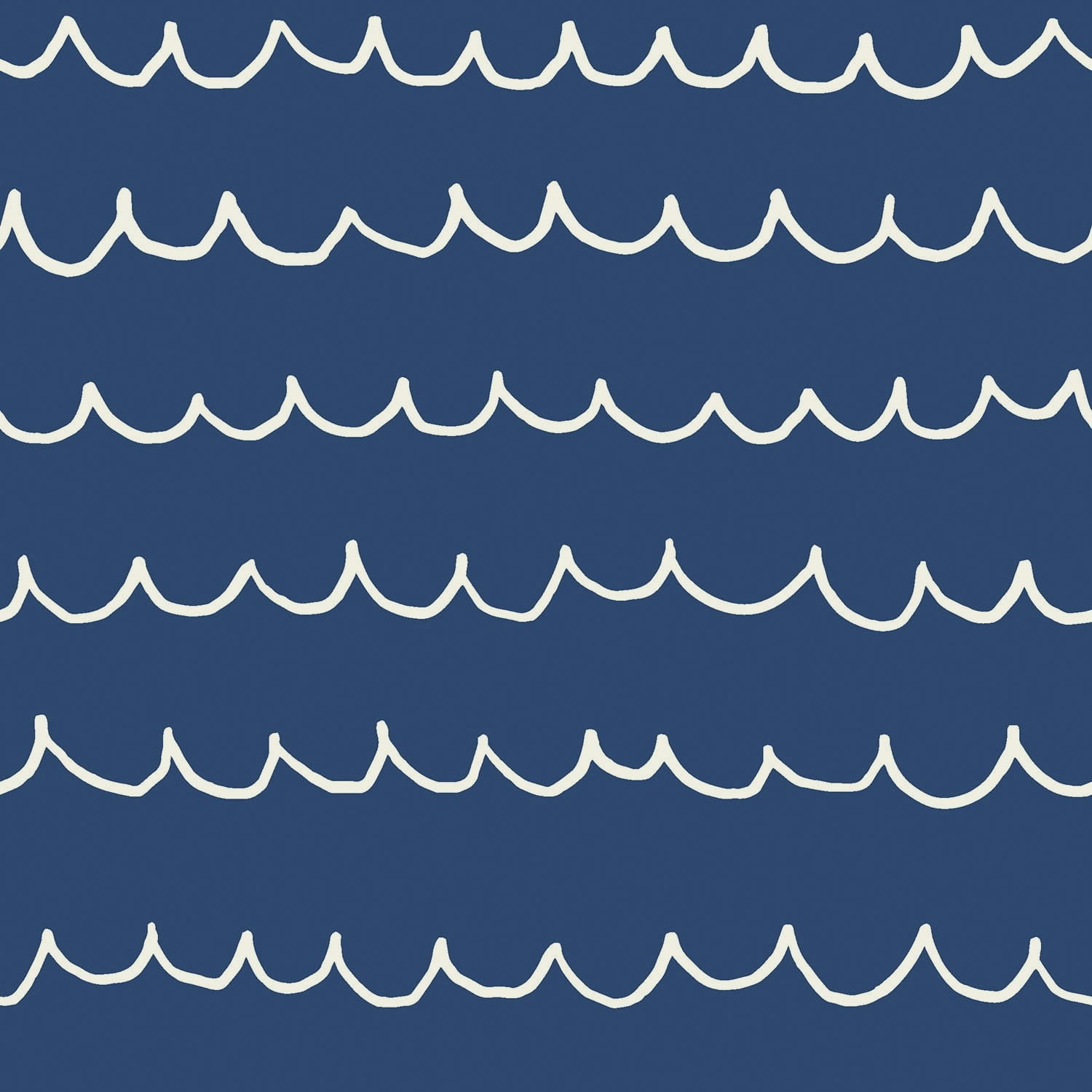 Baumwollstoff Popeline mit Wellen - blau