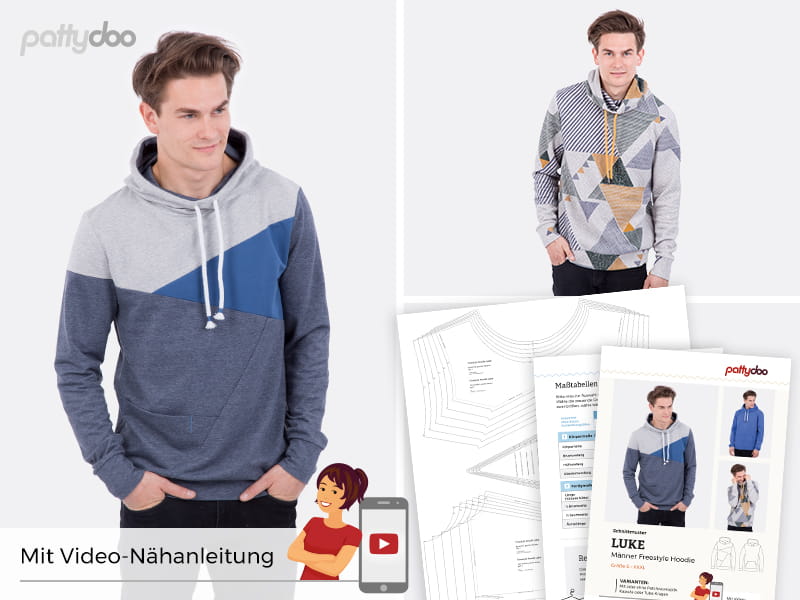 Papierschnittmuster Herren Freestyle Hoodie Luke von PattyDoo