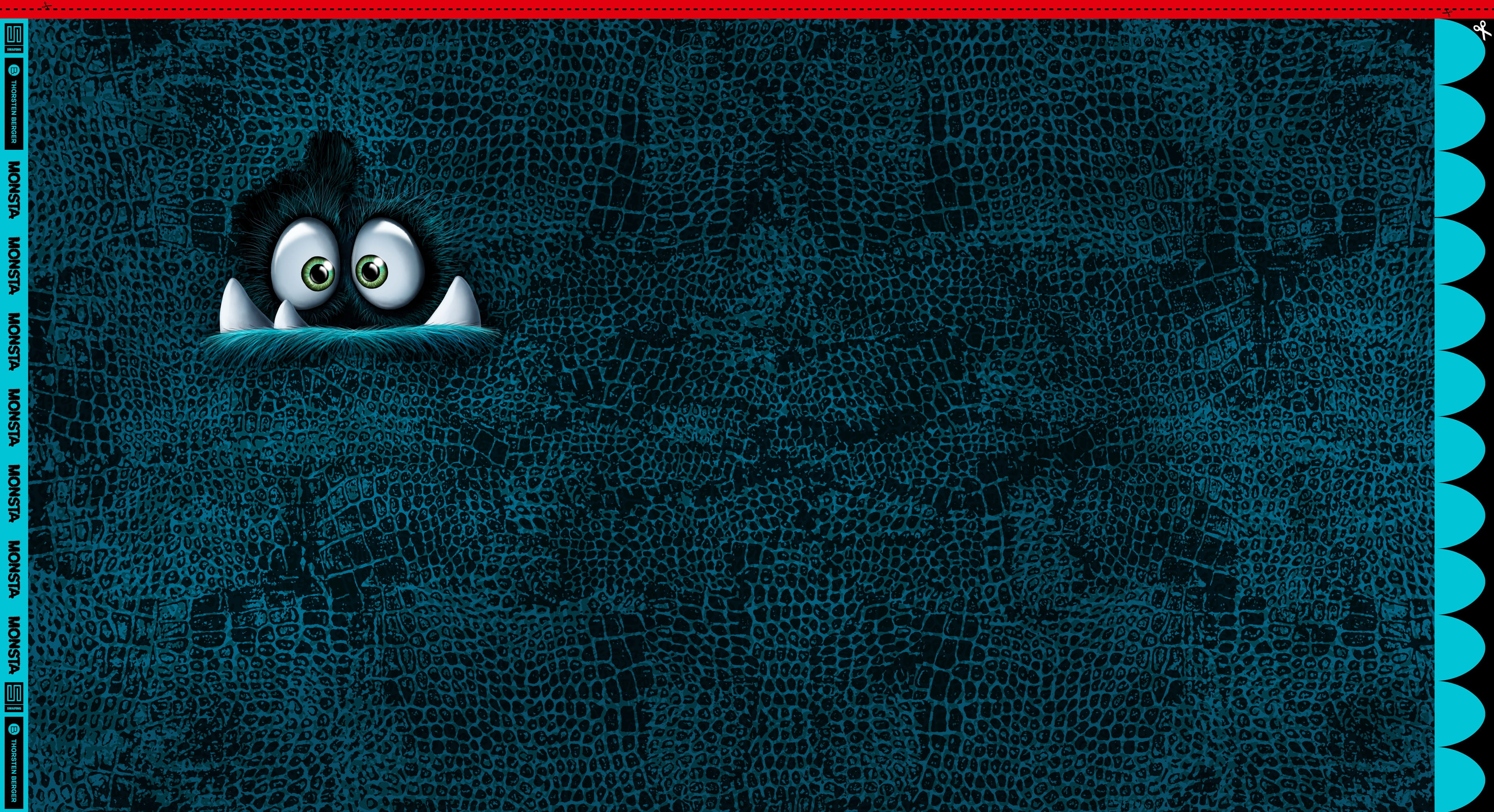French Terry Panel "Monsta" by Thorsten Berger - petrol