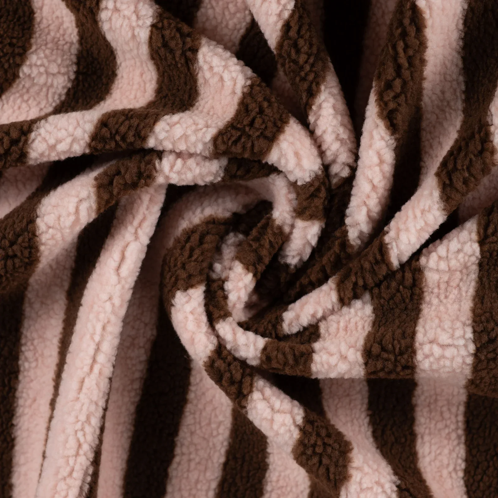 Teddystoff Jacquard mit Ringeln - puderrosa (Q120)