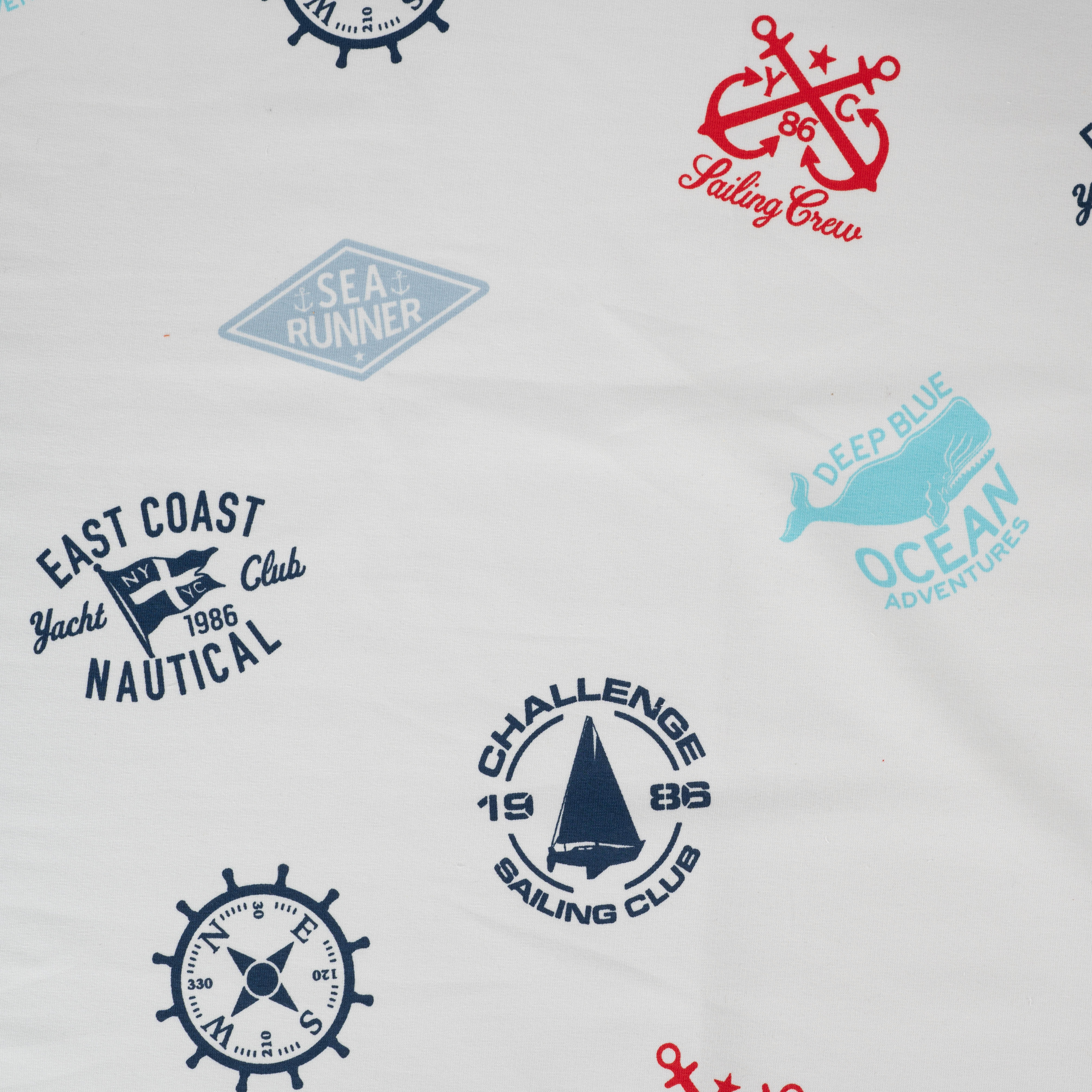 Sommersweat French Terry "Nautical" mit maritimen Motiven - ecru (Q510)