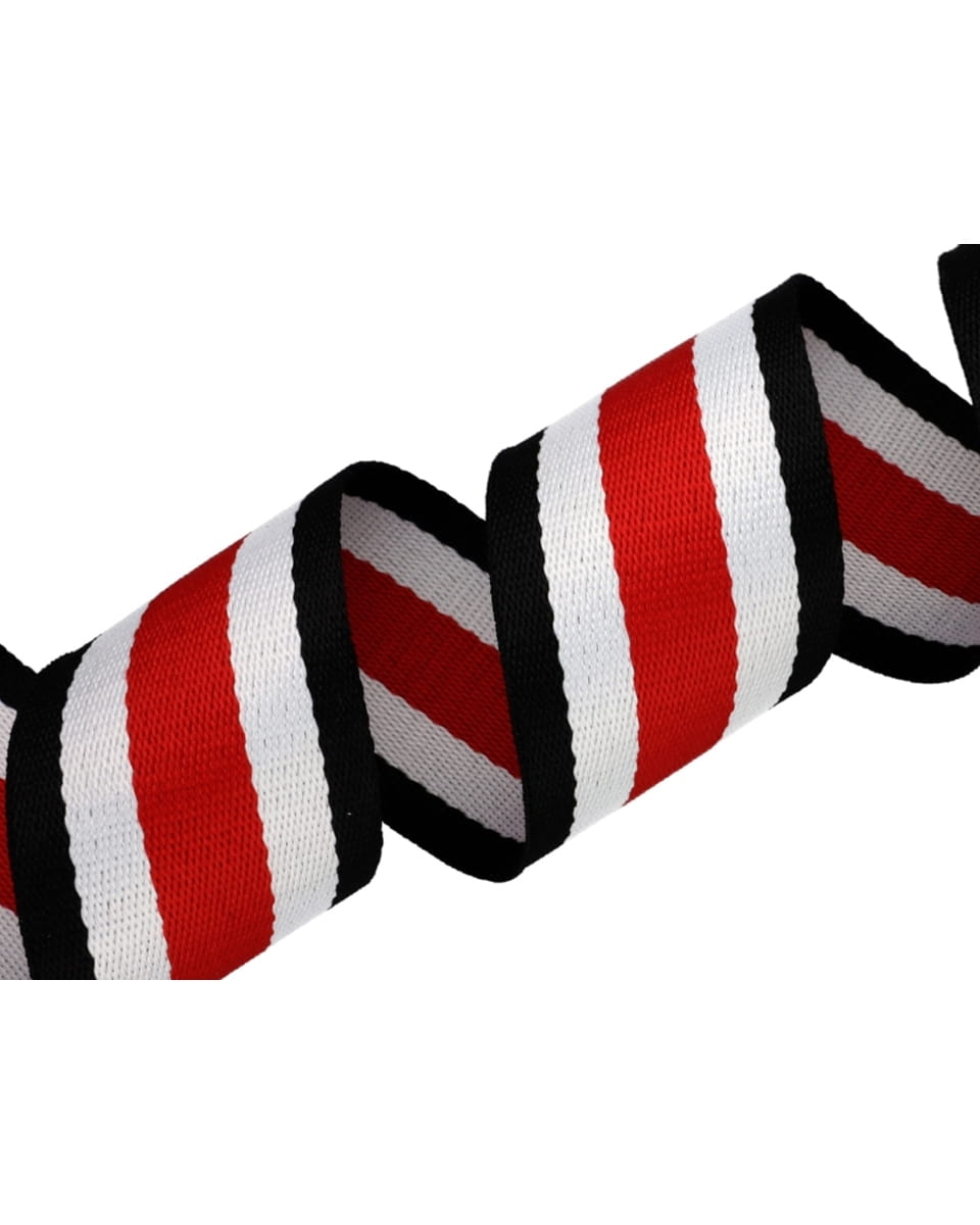 Gurtband Polycotton 38mm Streifen - schwarz/rot/weiß