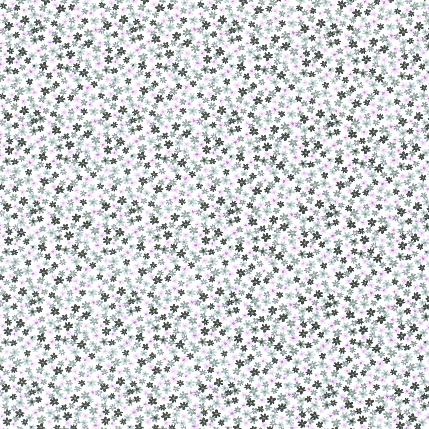 0,86m Reststück   Baumwollstoff "Millefleur" mit kleinen Blumen - weiß/altgrün