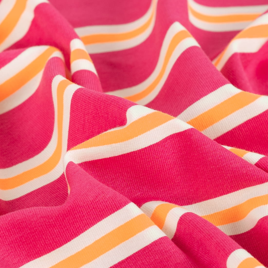 French Terry "Neon Stripes" mit pinken Blockstreifen und Neonstreifen (Q170)