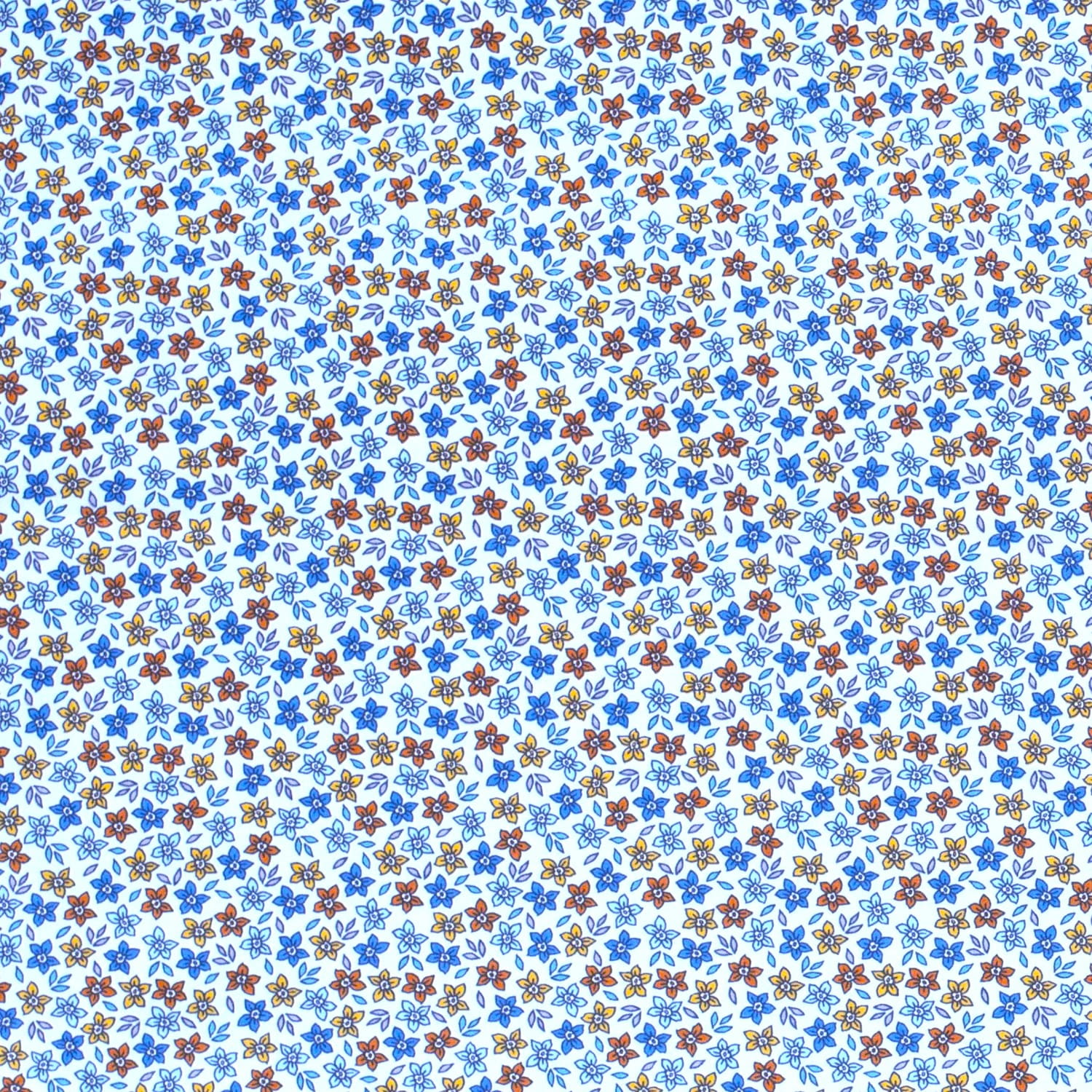 Baumwollstoff "mit gelb/orange/blauen Blumen - hellblau