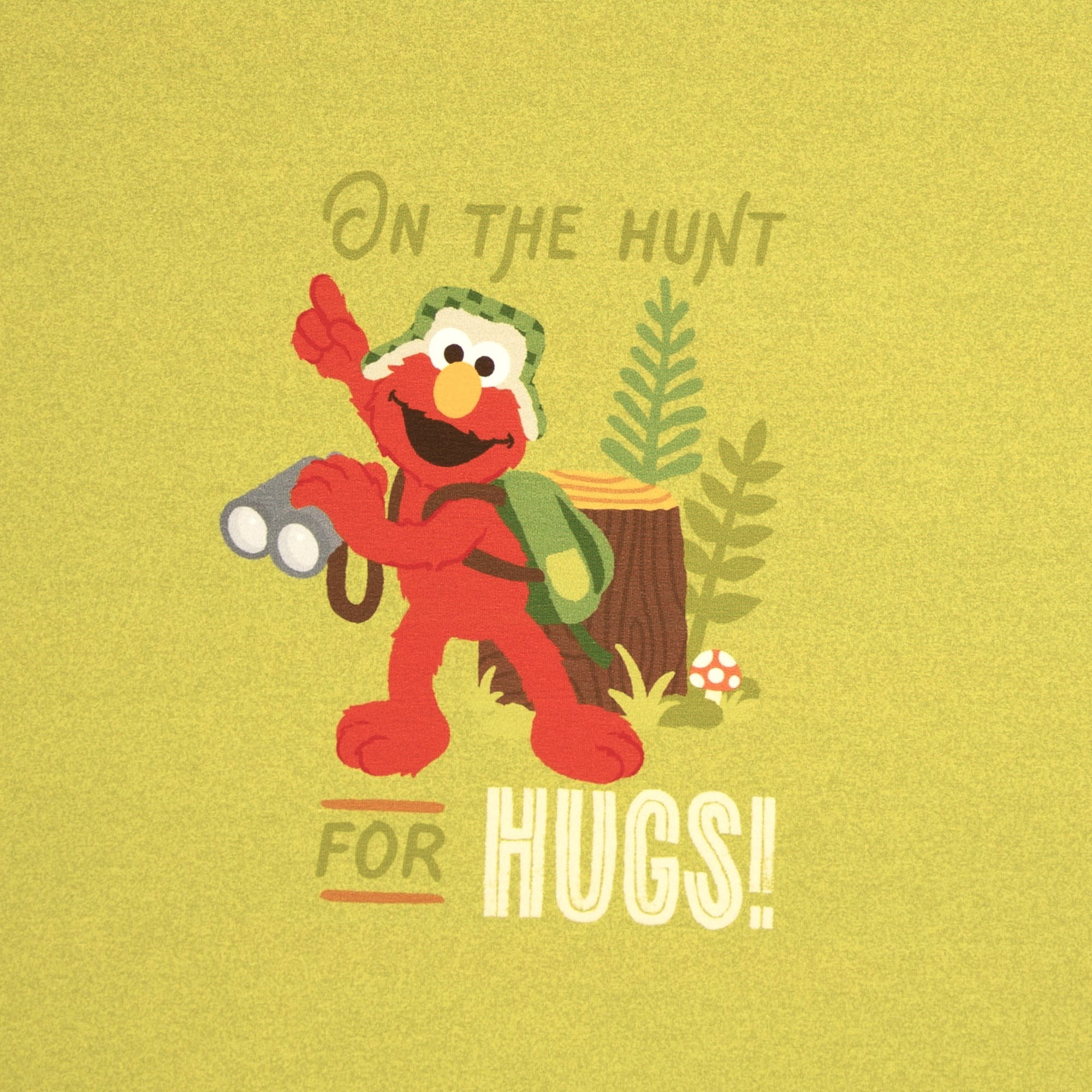 Lizenz French Terry Panel Sesamstrasse "Elmo - On the hunt for Hugs" - lime