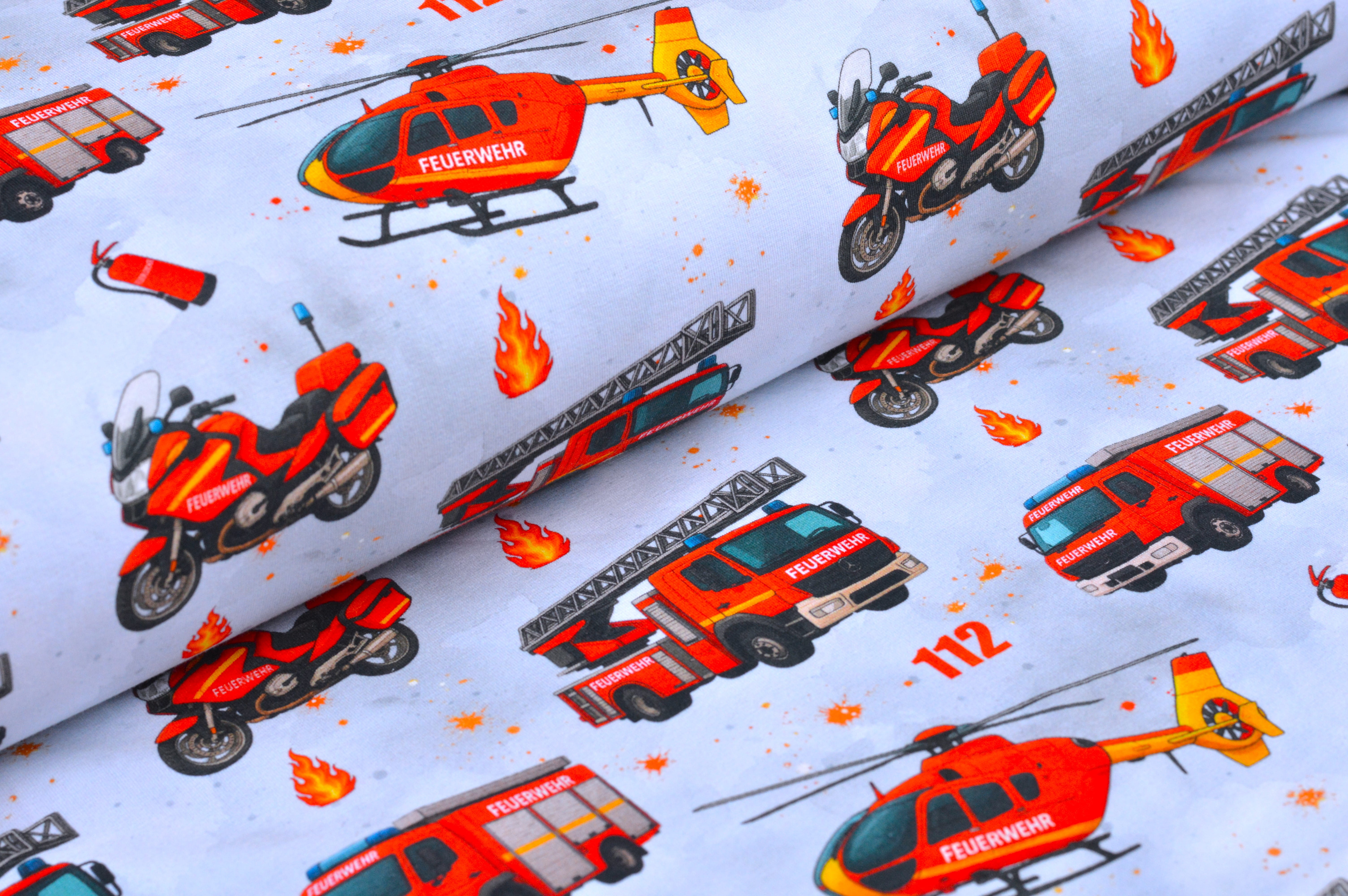 Digitaljersey Eigenproduktion "Feuerwehrwache 112" mit Feuerwehr-Fahrzeugen - hellgrau