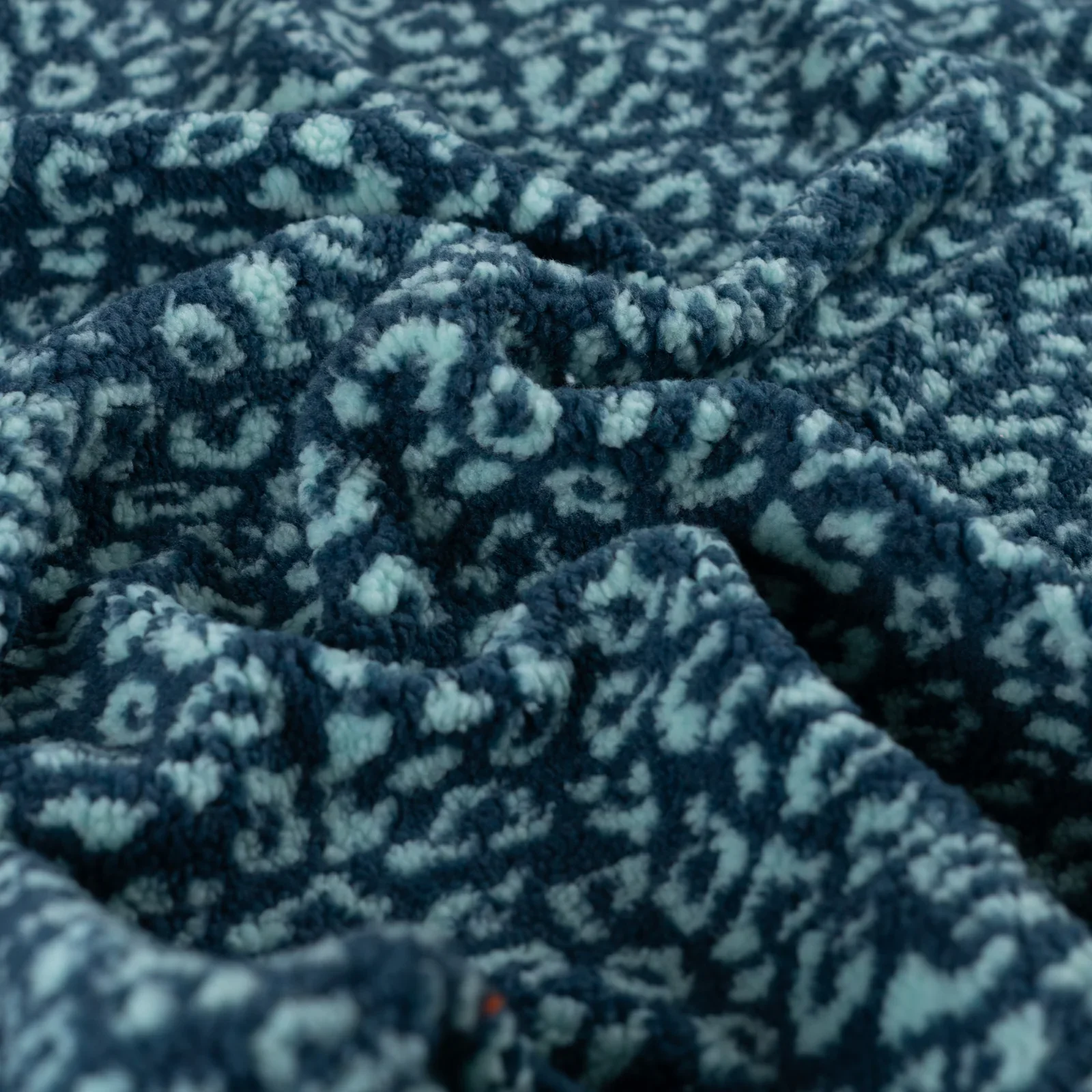 Teddystoff Jacquard mit Leomuster - aqua (Q930)