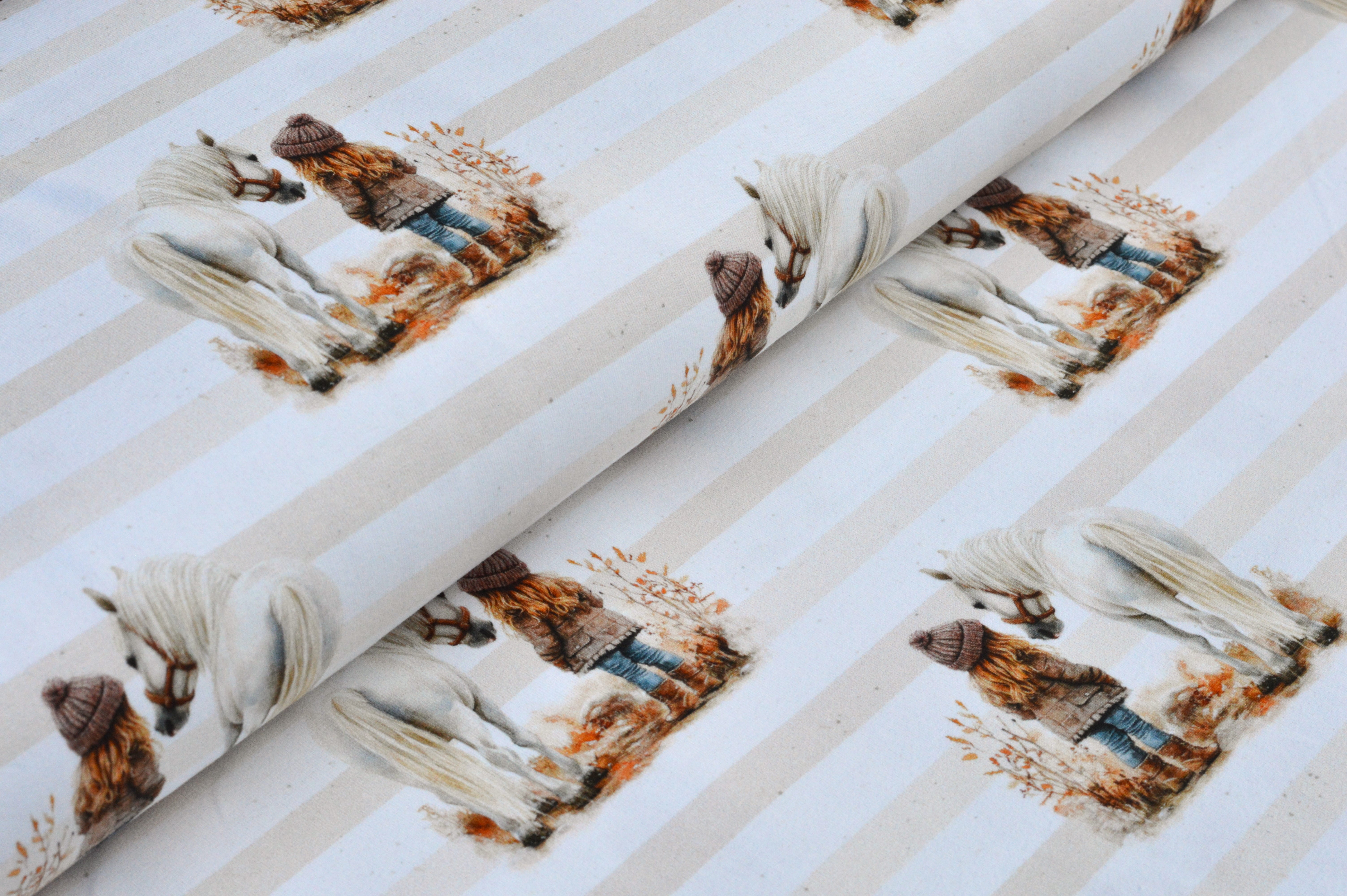 Digitaljersey Eigenproduktion "Marie & Stella" eine besondere Freundschaft - ecru/beige gestreift