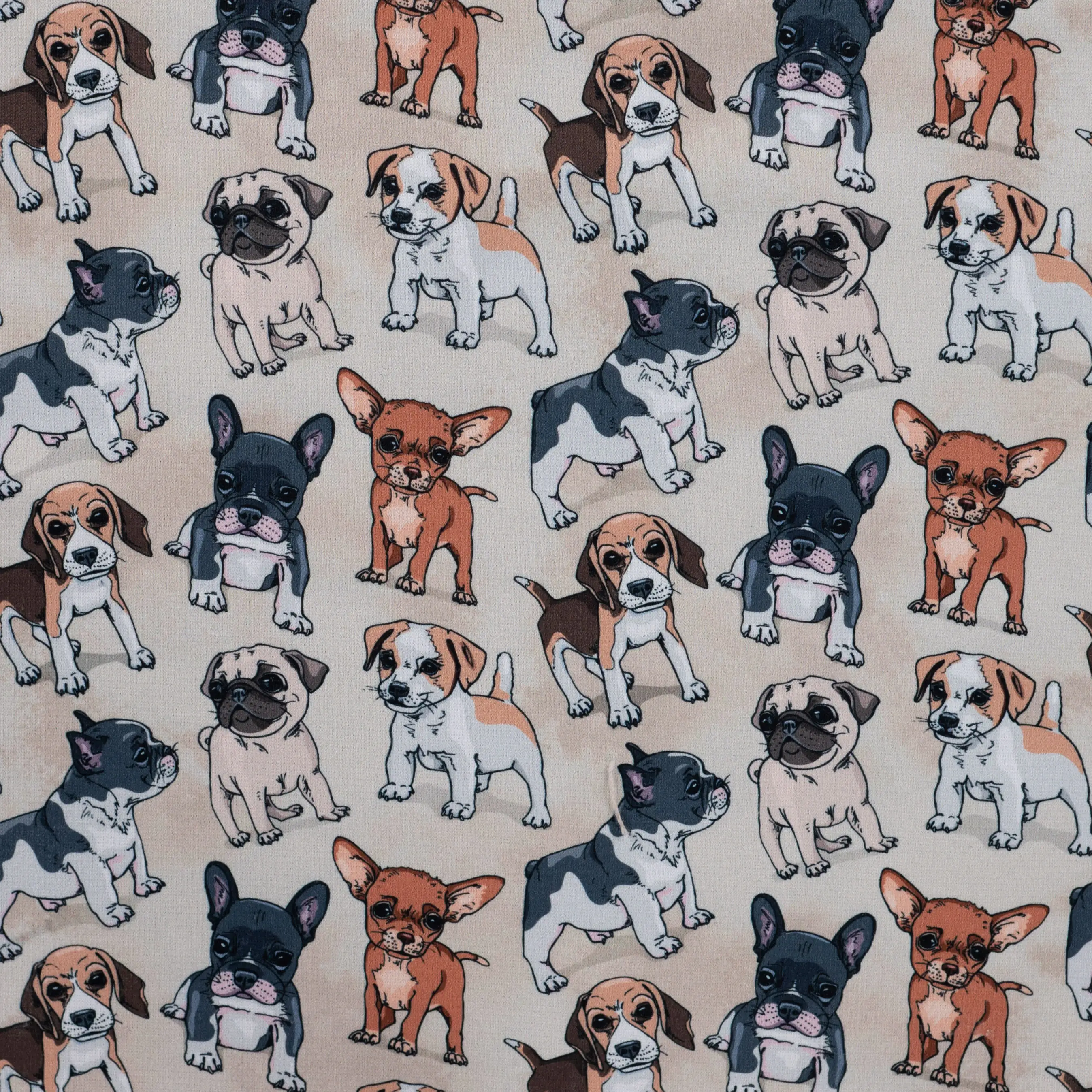 Alpenfleece Digital mit süßen Hunden - beige