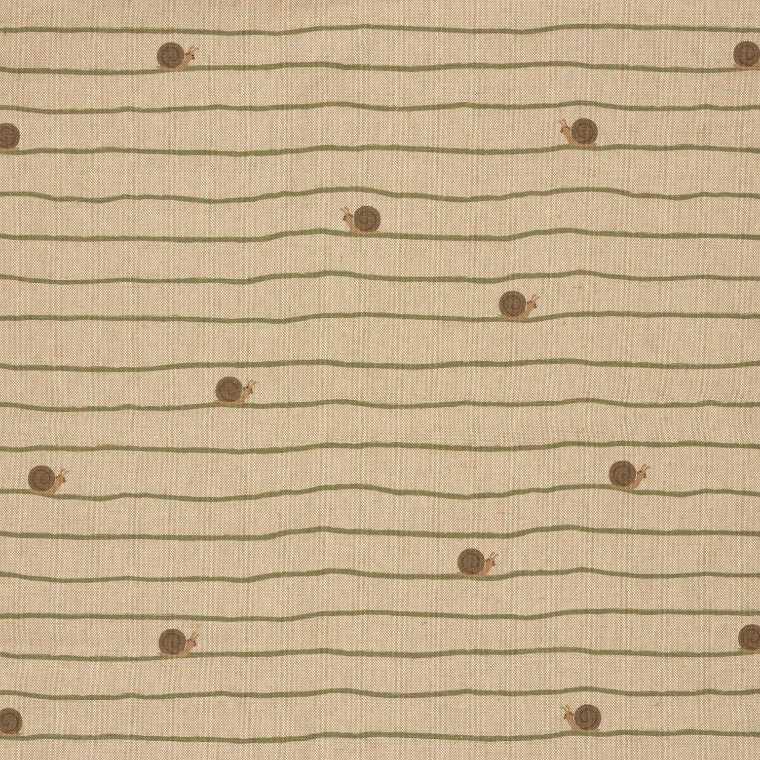 Halb-Panama Dekostoff in Leinenoptik mit Schnecken & Streifen - natur/army