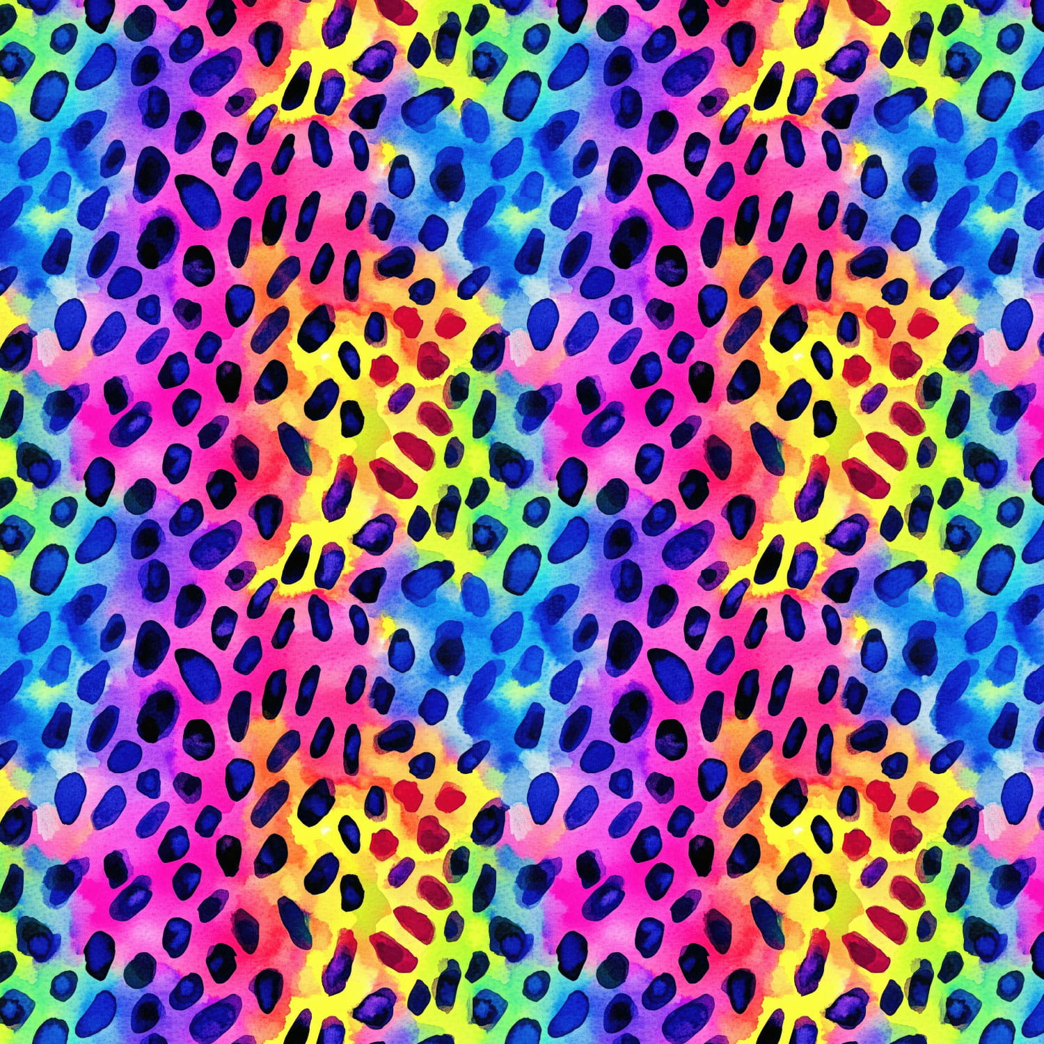 Baumwolljersey Digital Stenzo mit schwarzen Dots - multicolor