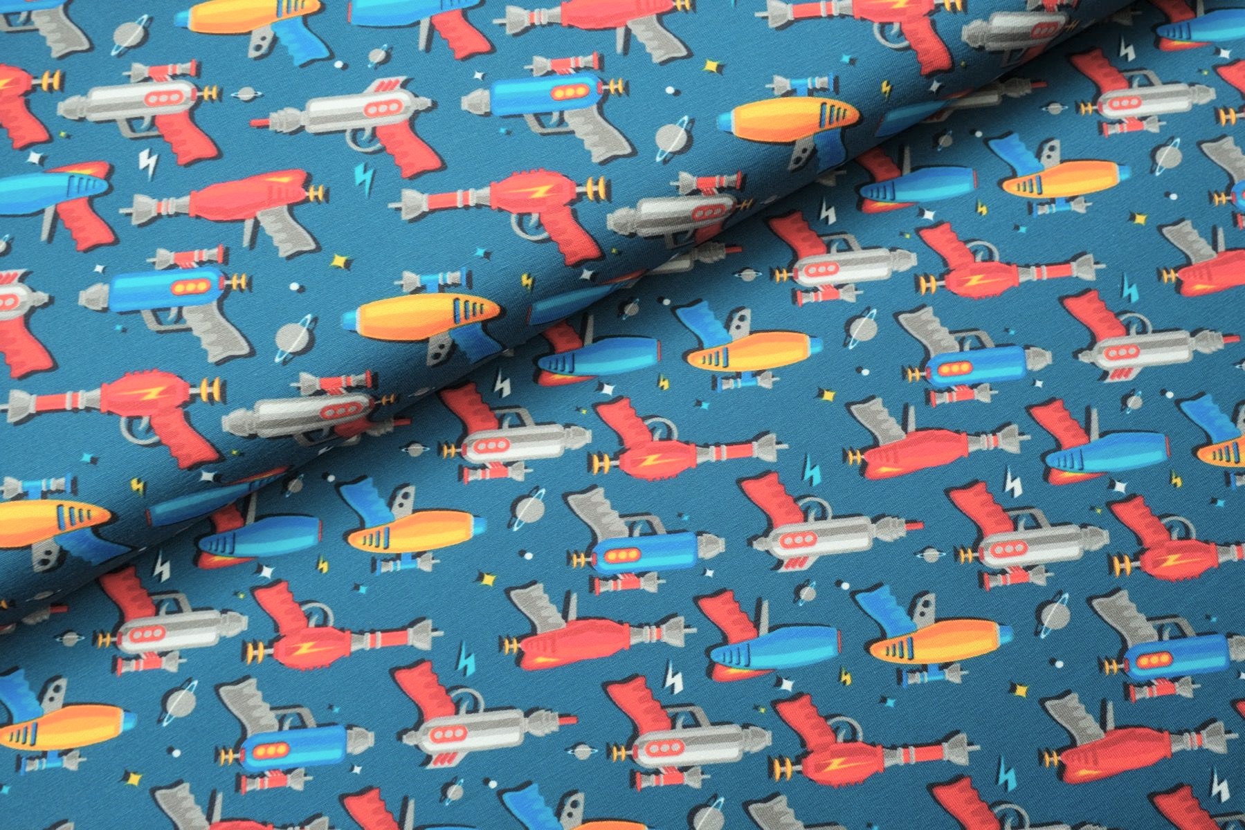 Baumwolljersey "Water Guns" - jeansblau