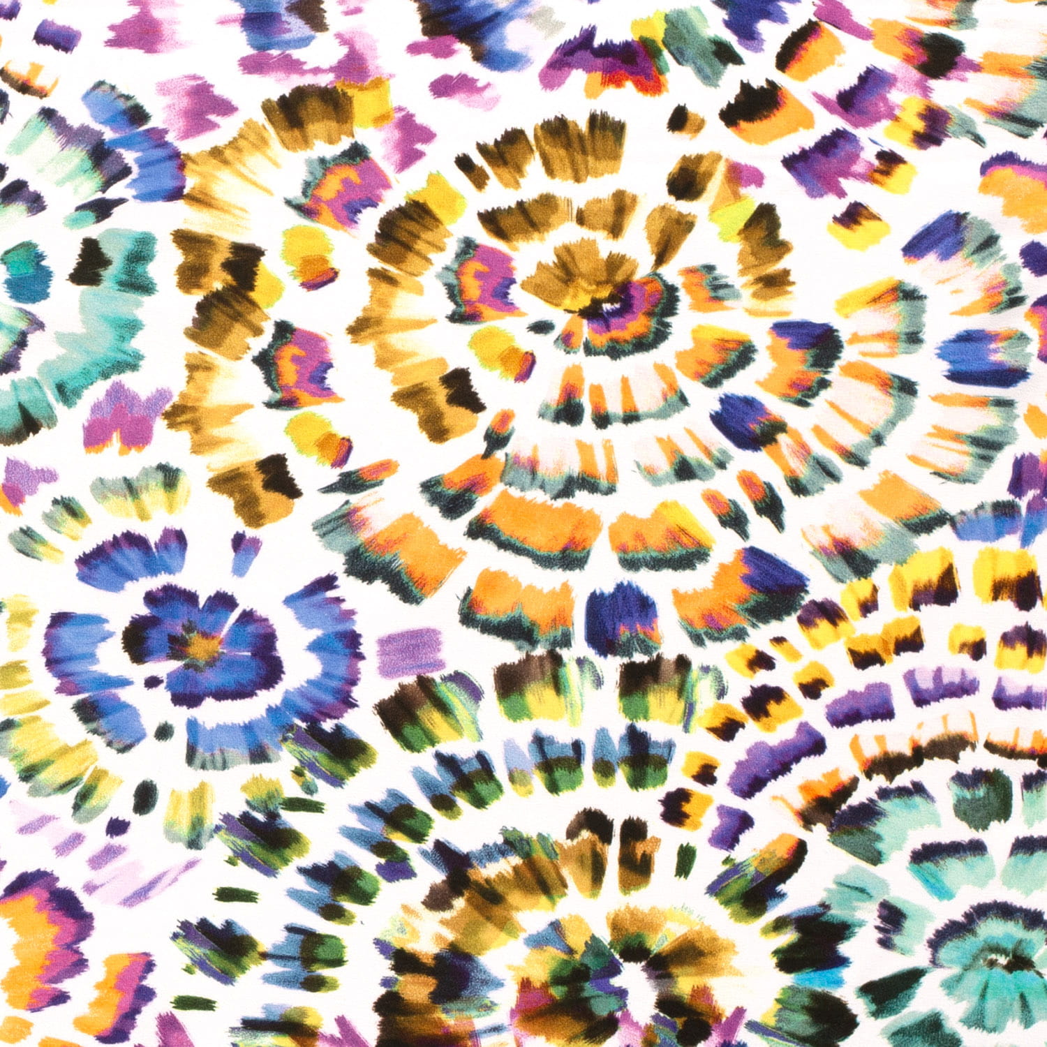 Baumwolljersey mit bunten Aquarell-Batikblüten - bunt