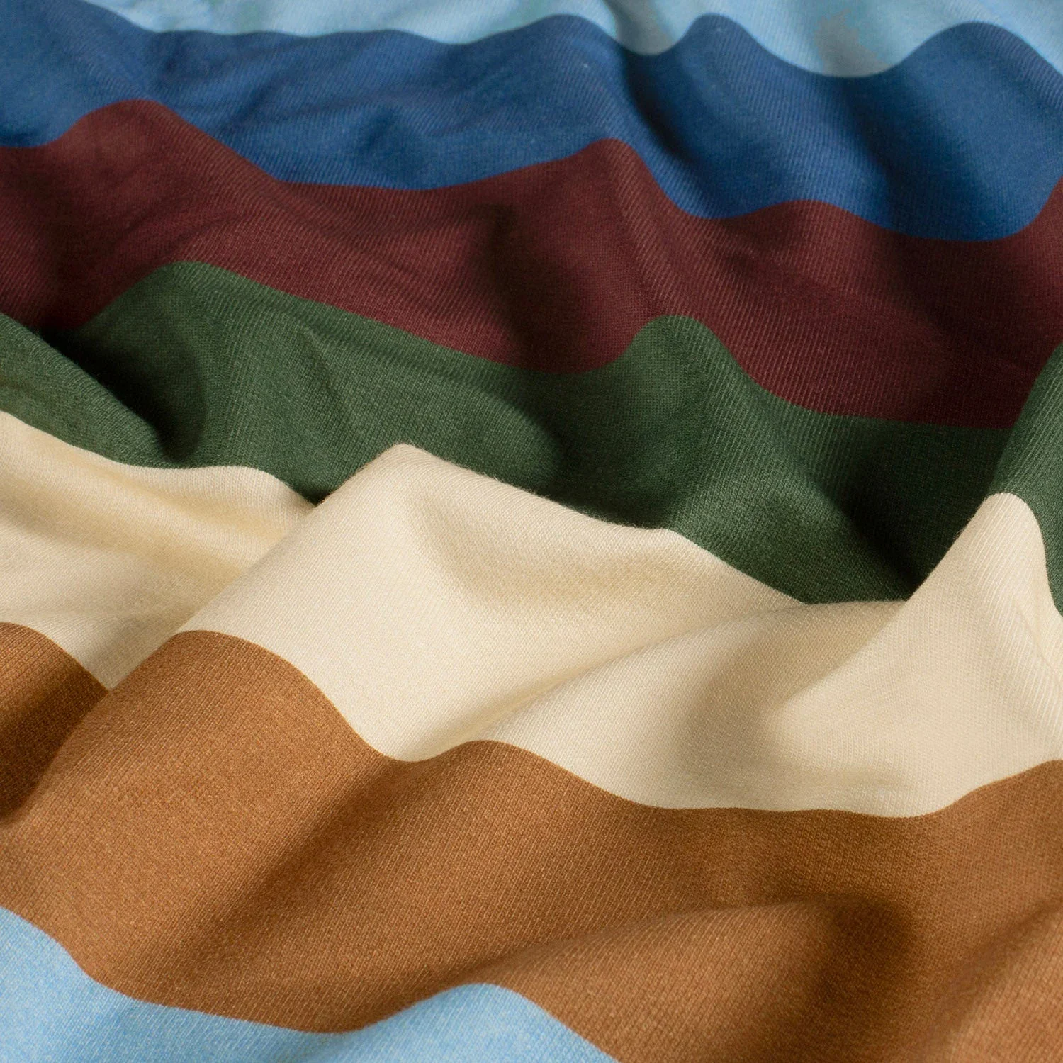 French Terry Digital mit Blockstreifen - Senf, hellblau, royalblau, weinrot, army, creme Bild 1