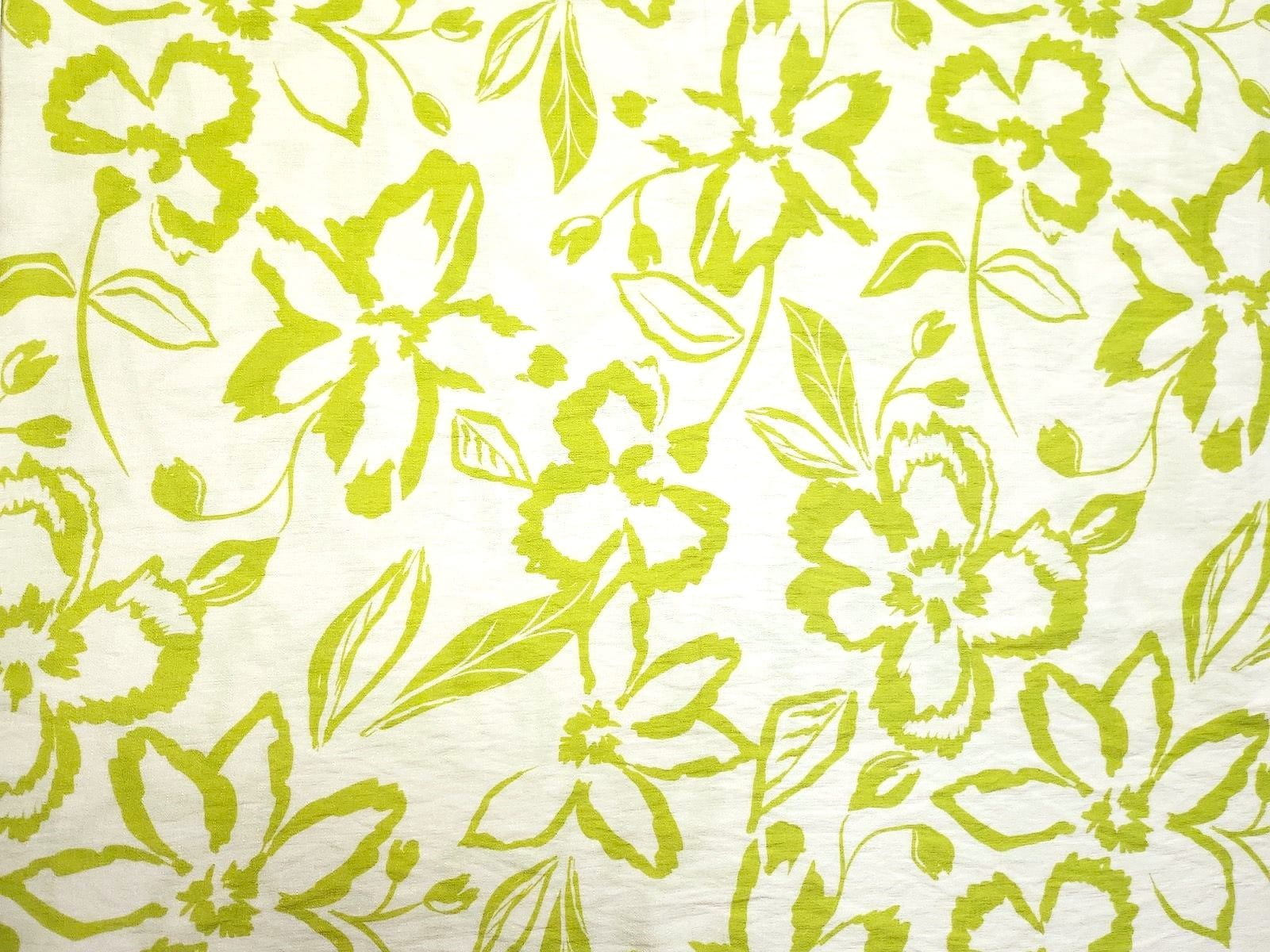 Viskose Digital Crinkle mit modernen Blüten - ecru/lime