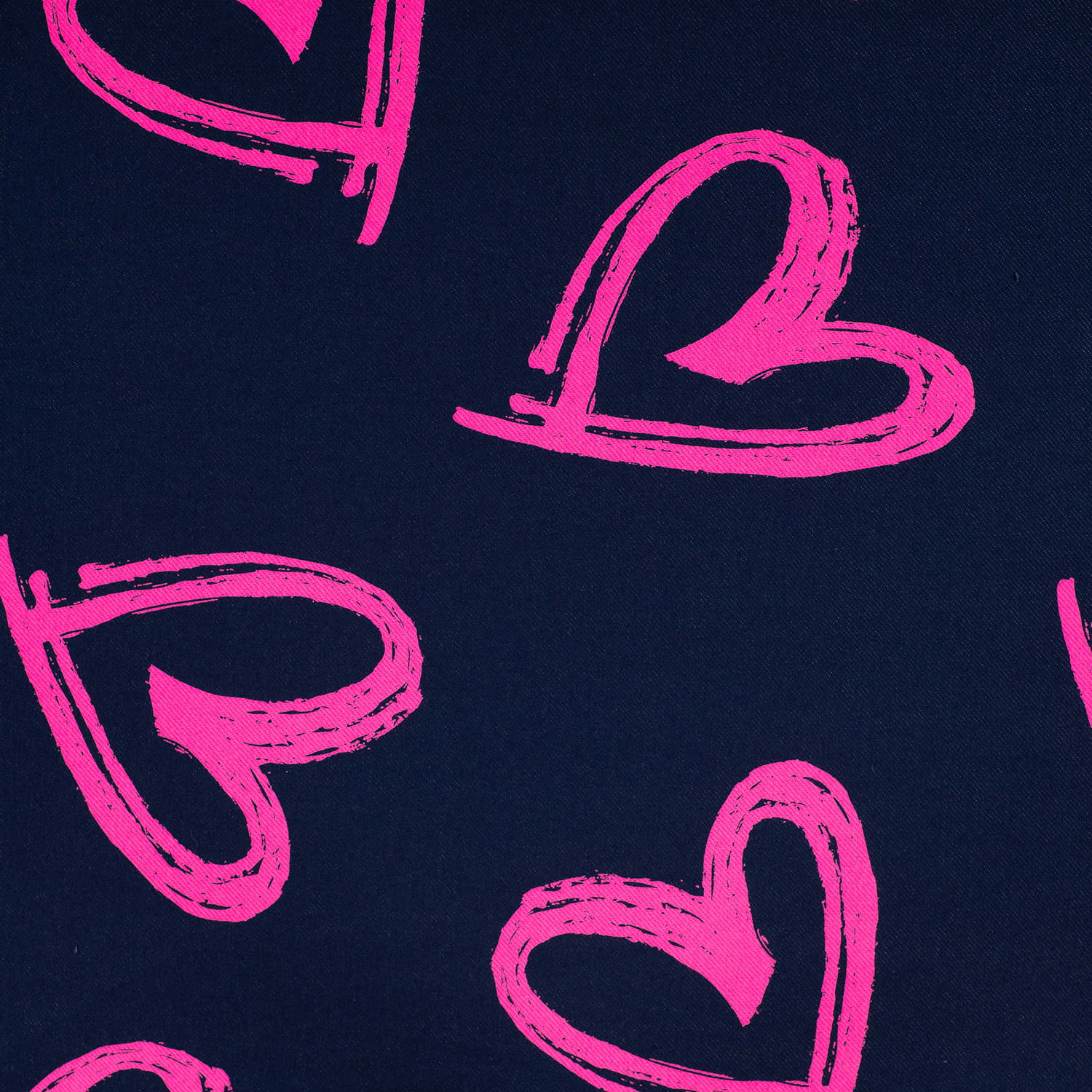 French Terry mit pinken neon Herzen - jeansoptik 