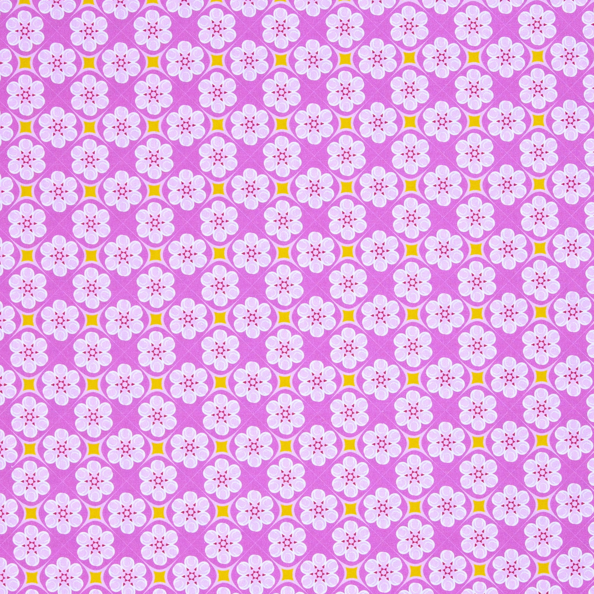 Baumwollstoff Swafing "Bilbao" mit Retro-Blumen und Kachelmuster - rosa