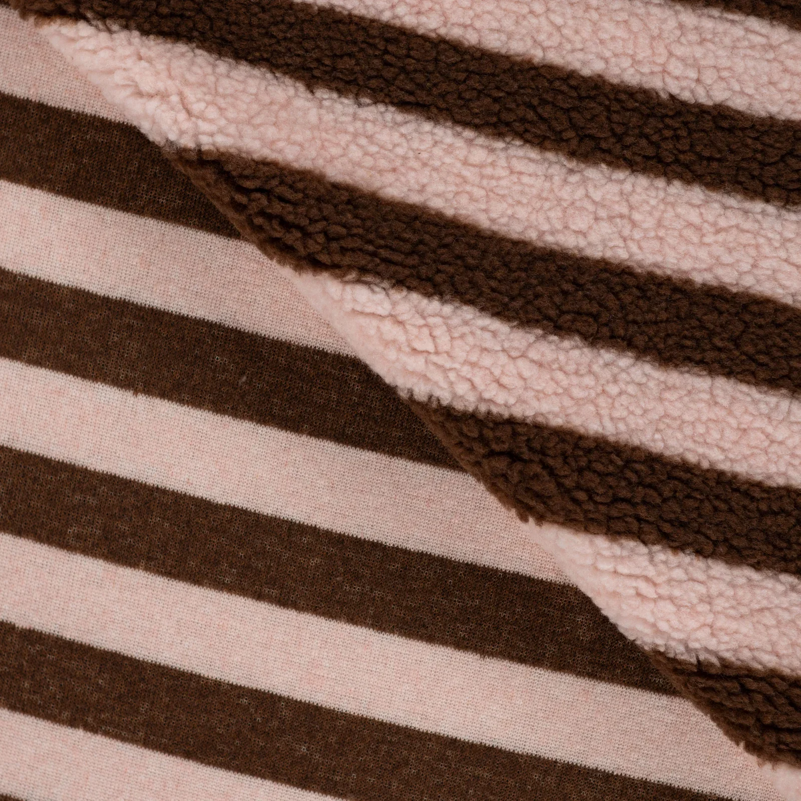 Teddystoff Jacquard mit Ringeln - puderrosa (Q120)