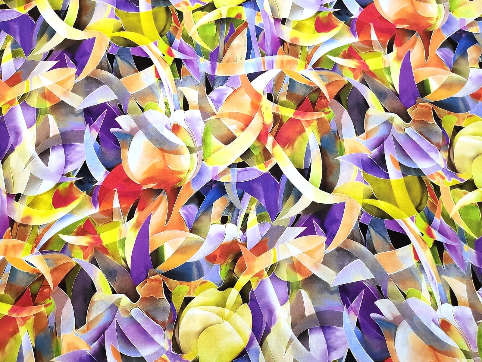 Viskose  Digital mit abstrakten bunten Blumen - purple (019)  