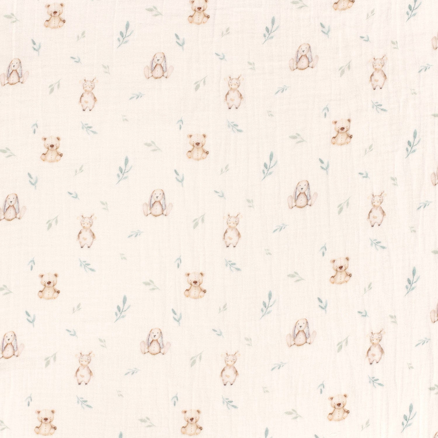 Baumwolle Musselin Double Gauze mit Kuscheltieren - ecru (N051)