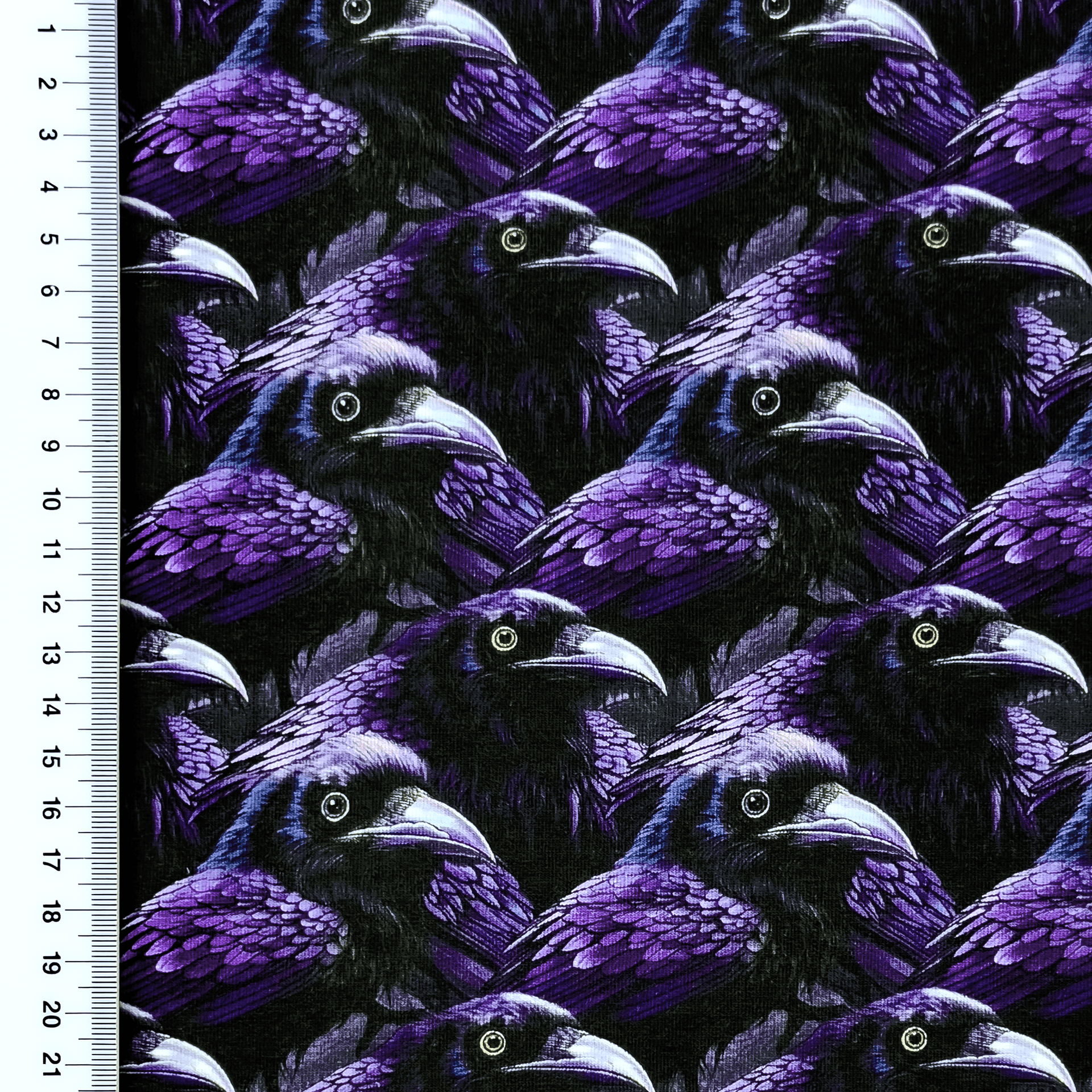 Sommersweat French Terry Digital mit Raben - schwarz/lila