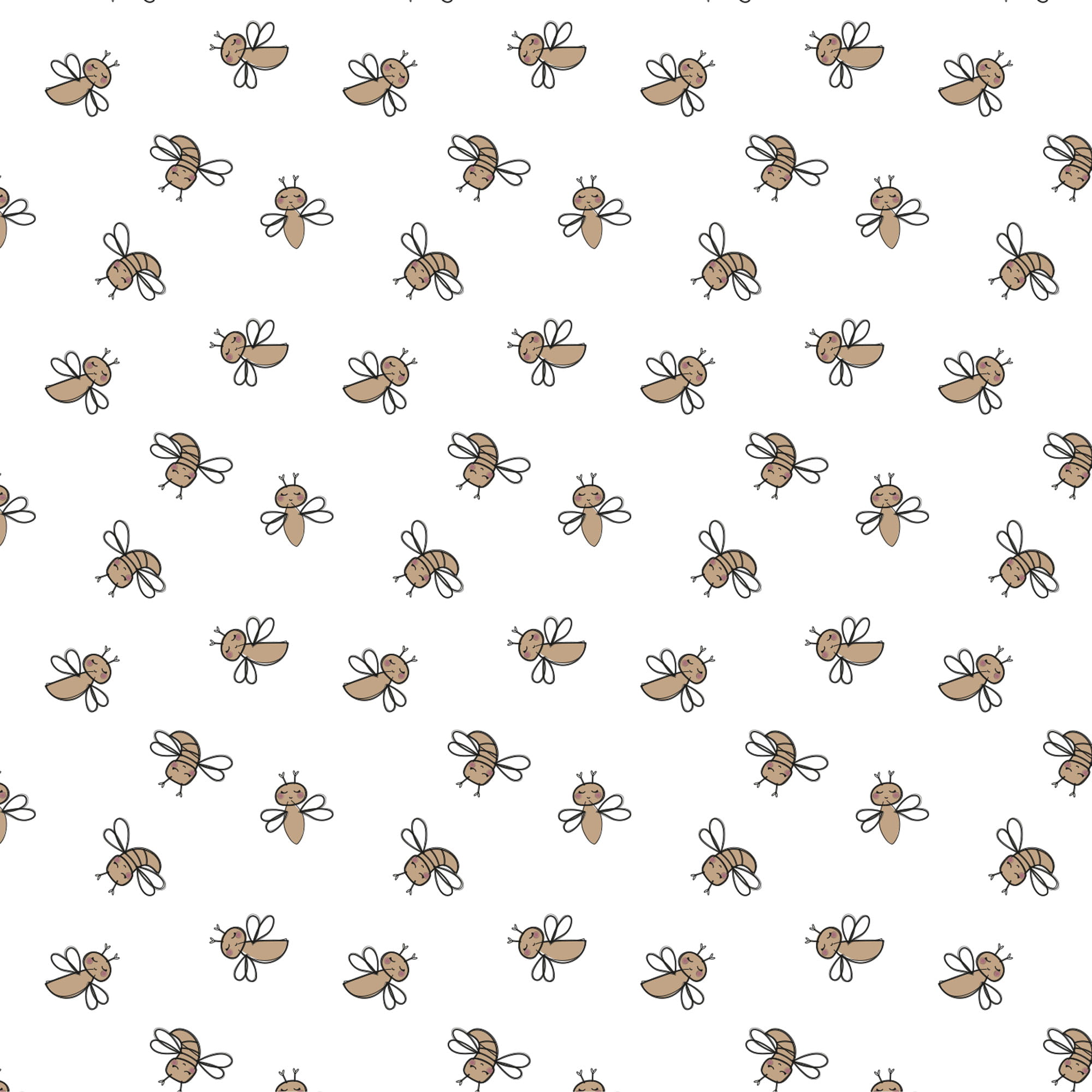 Baumwollstoff Popeline (digital) mit Bienen - ecru (Q510)