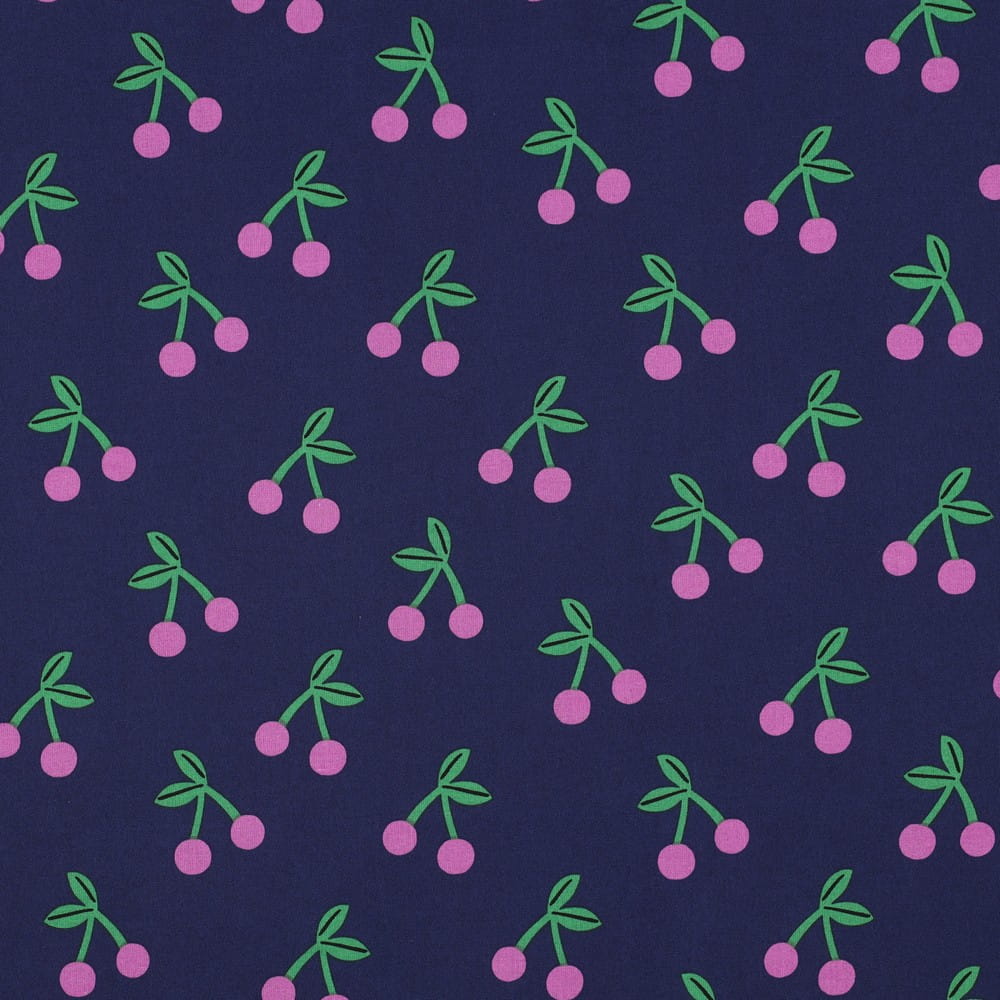 Baumwollstoff beschichtet mit Kirschen - navy Baumwollstoff beschichtet mit Kirschen - navy