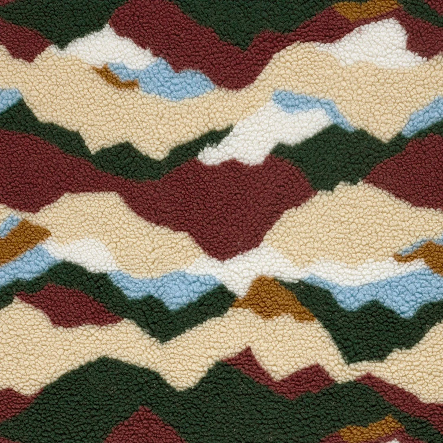 Teddystoff mit Berglandschaft - bordeaux (N018)