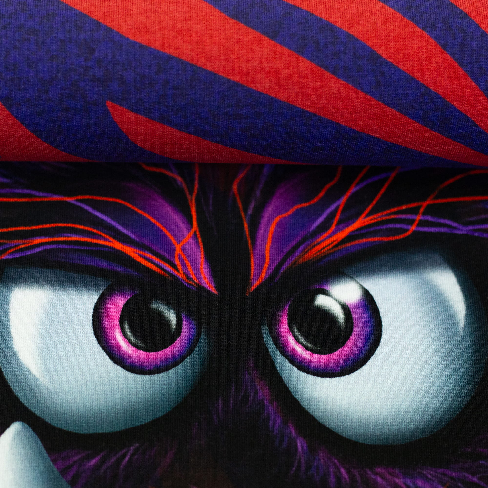 French Terry Panel "Monsta" by Thorsten Berger - rot/blau