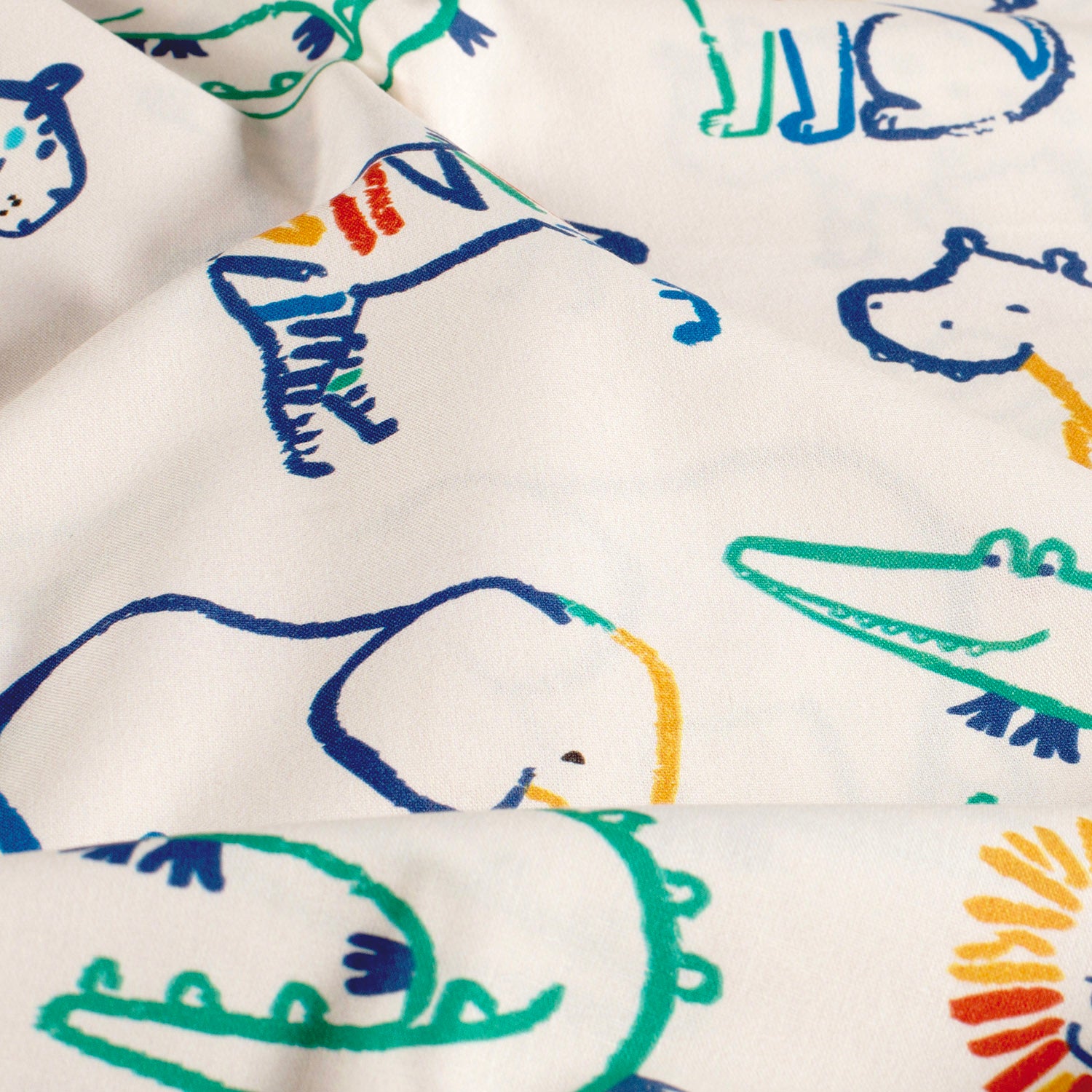 Baumwollstoff Popeline mit "Sketched Animal" - creme