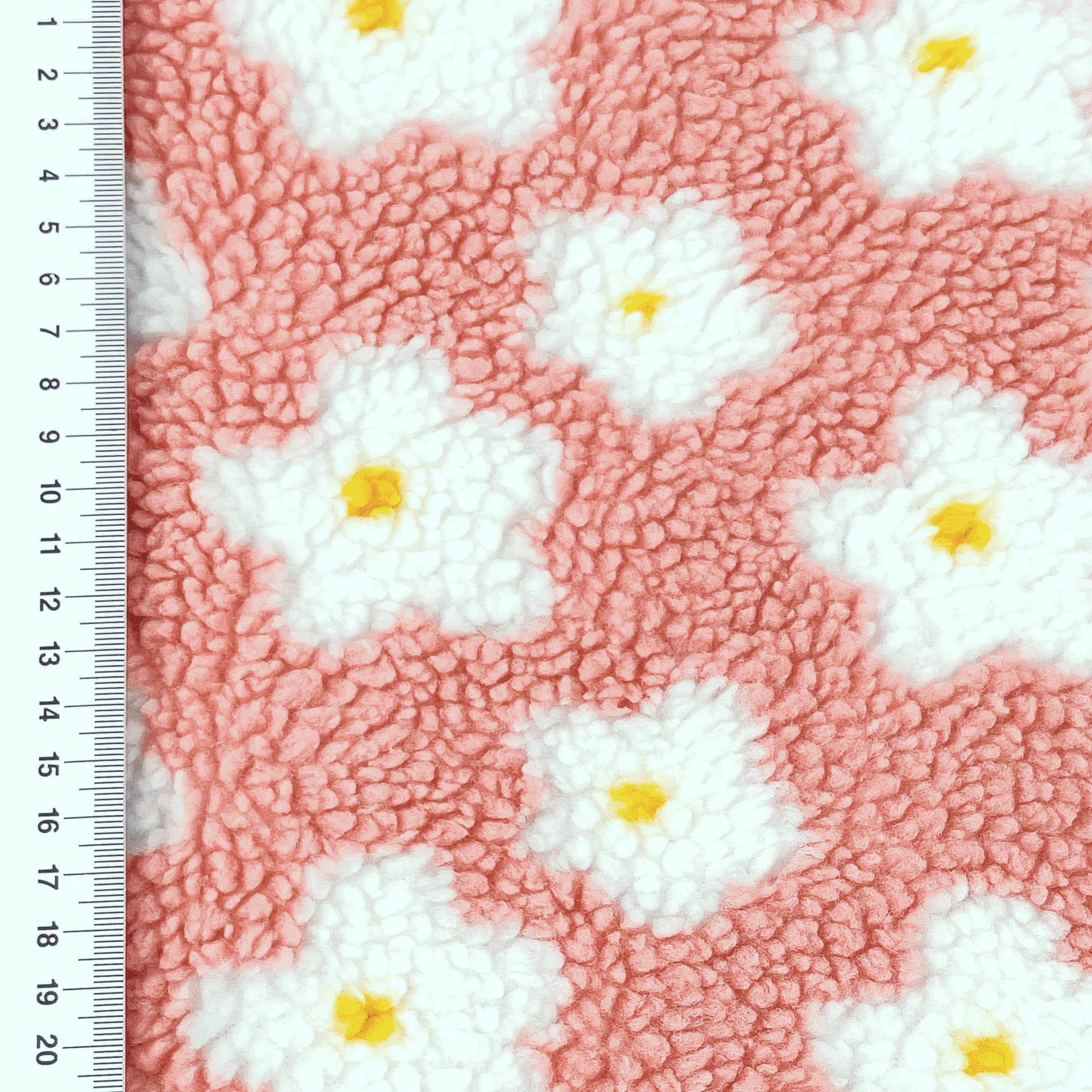 Teddystoff mit Gänseblumen - altrosa