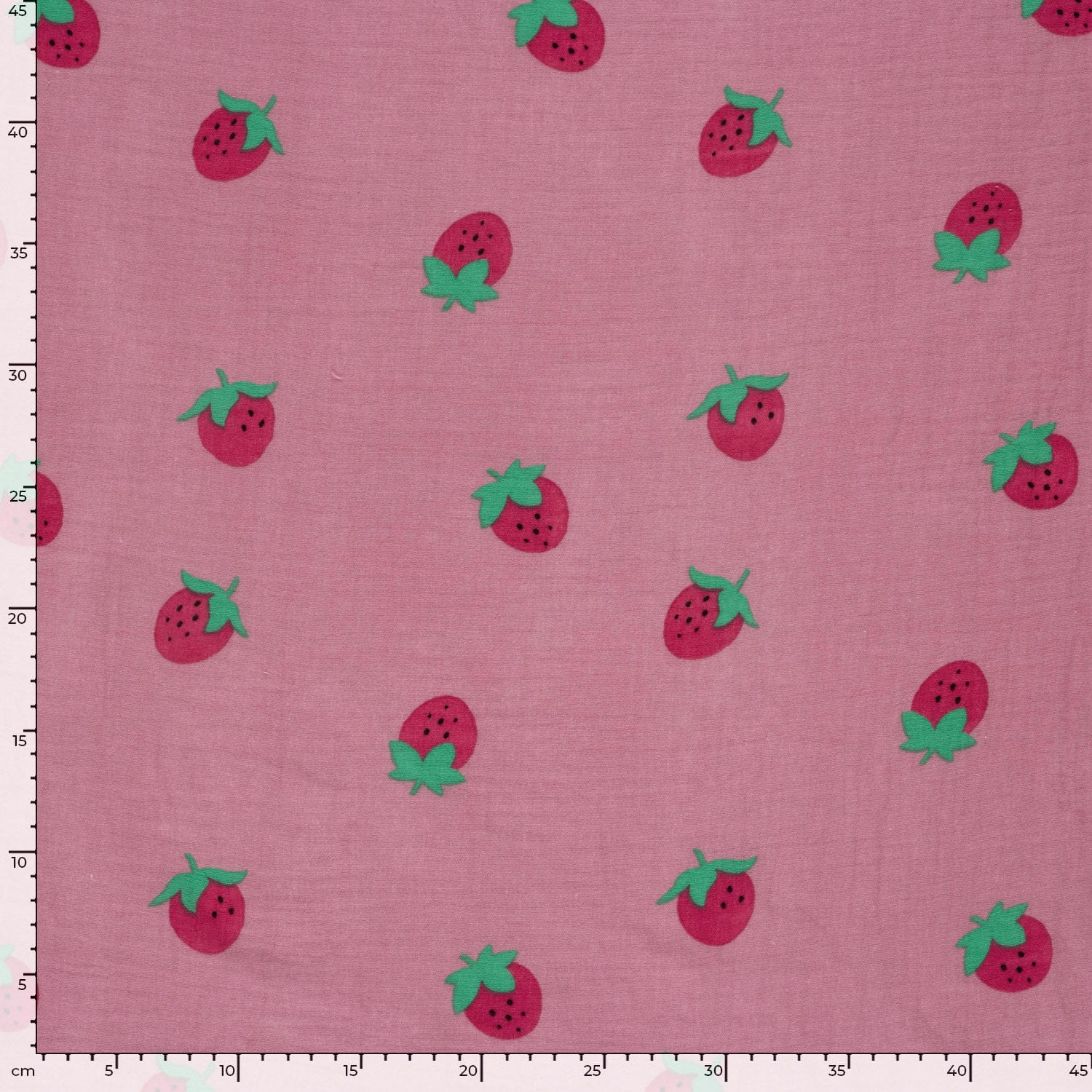 Baumwolle Double Gauze/ Musselin mit Erdbeeren - altrosa (N012)