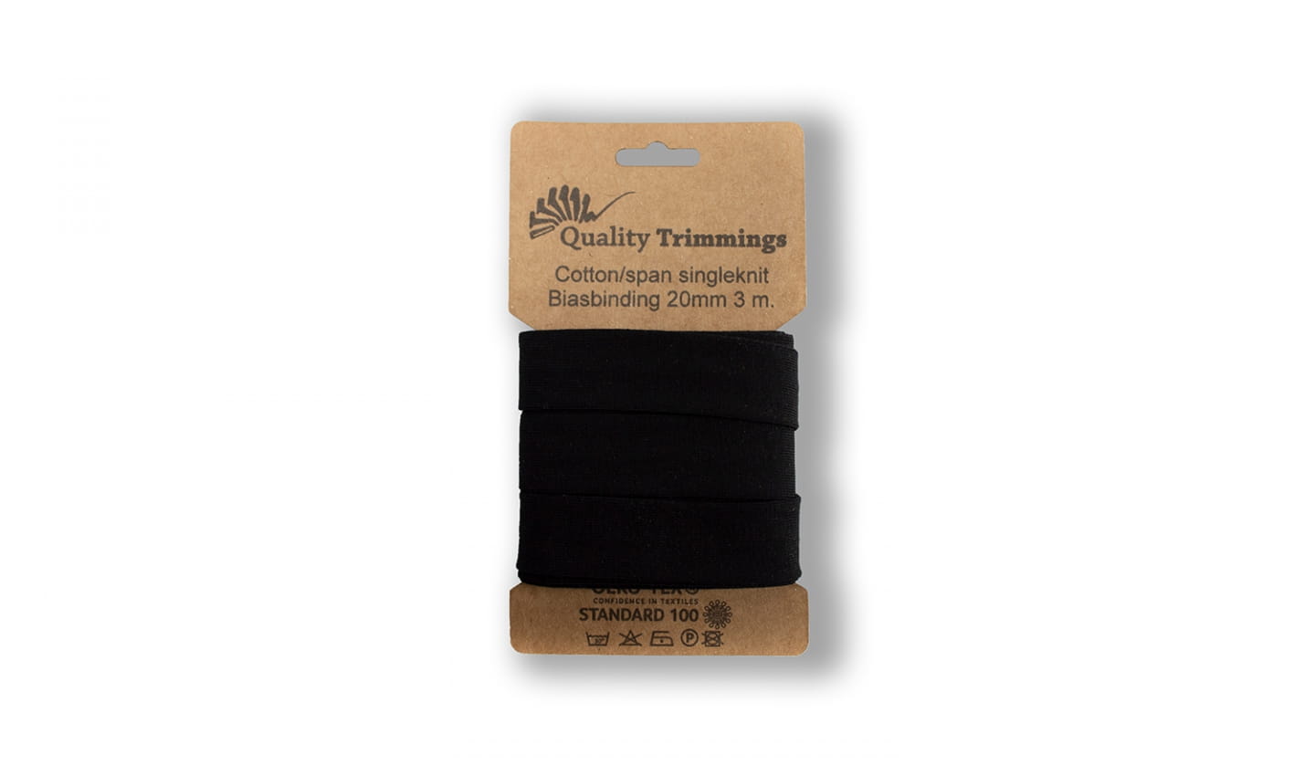 Schrägband Jersey Ben uni schwarz (690) Karte 3m       